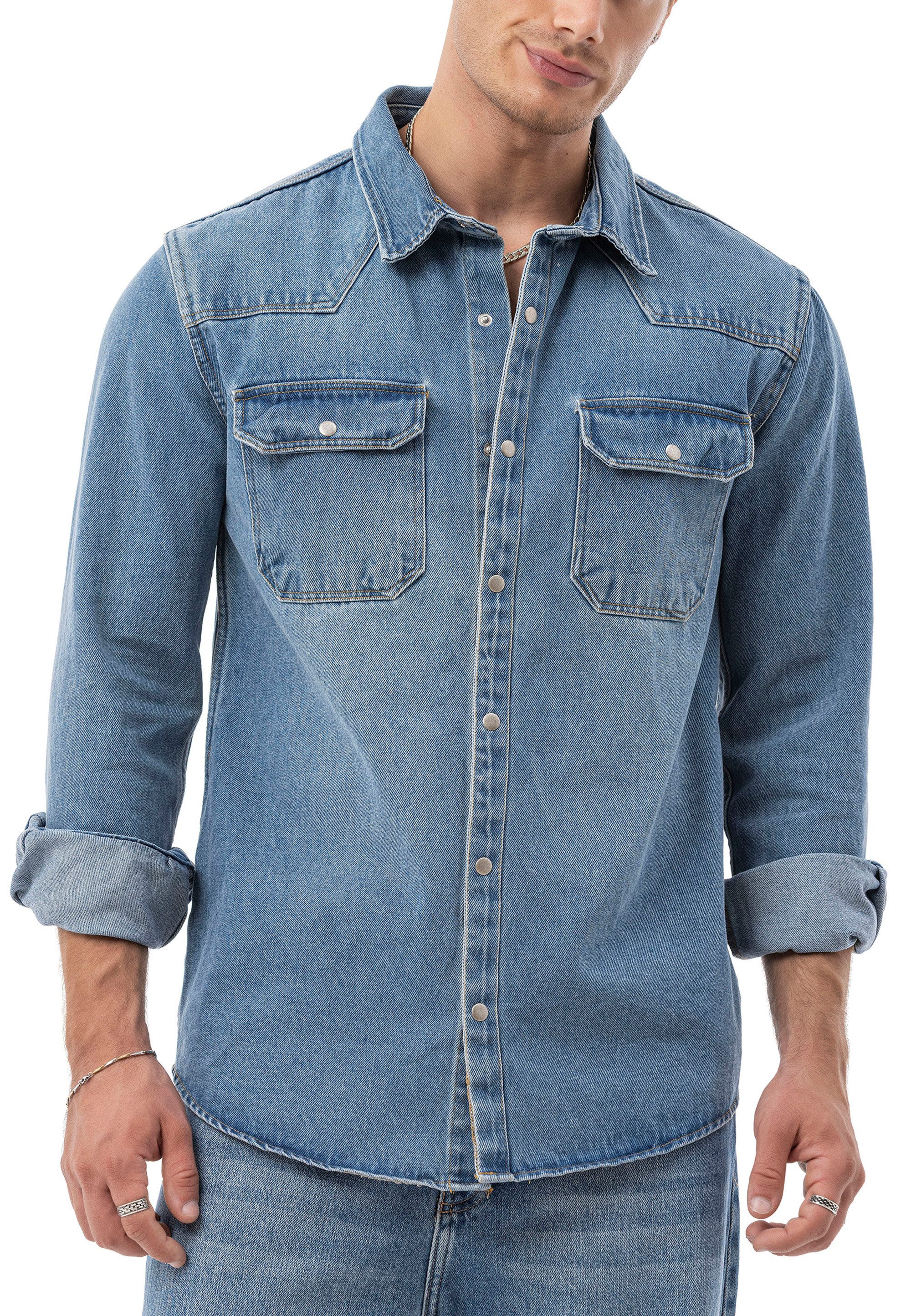 RedBridge Jeanshemd by Spruce - Denim-Hemd mit Druckknöpfen – Regular Fit, günstig online kaufen