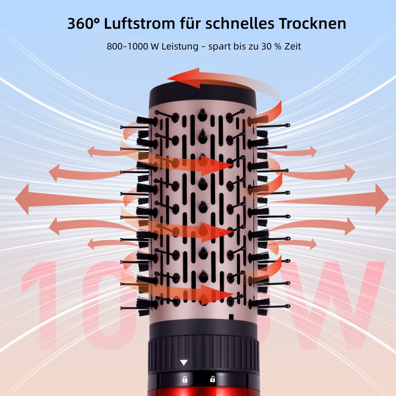 Scttomon Warmluftbürste HT-302, 3-in-1 Haartrockner, Automatische Rotation, Keramik Ionen Technologie