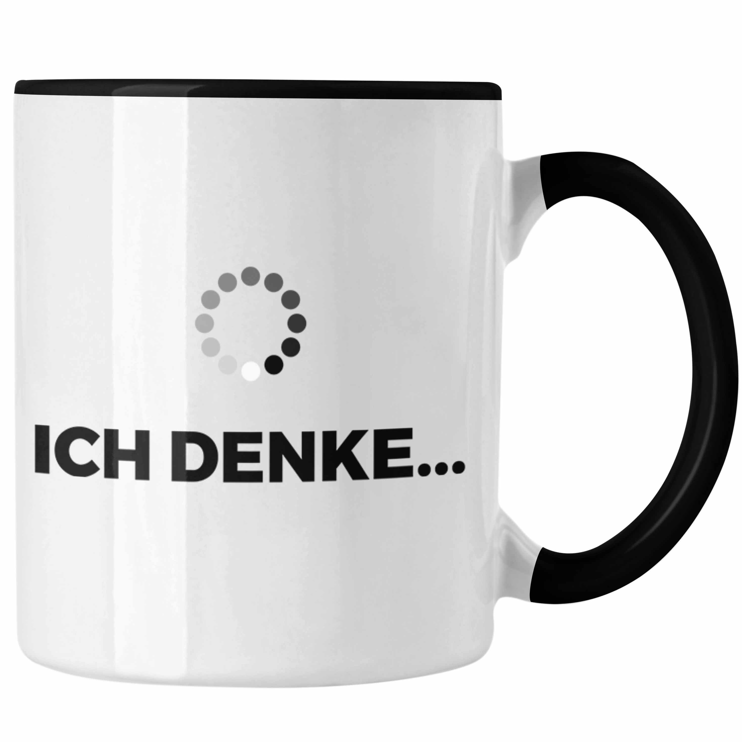 Trendation Tasse Trendation - Lustige Tasse mit Spruch Ich Denke Kaffeetasse mit Spürchen Büro Arbeit Kollege Geschenk Schwarz