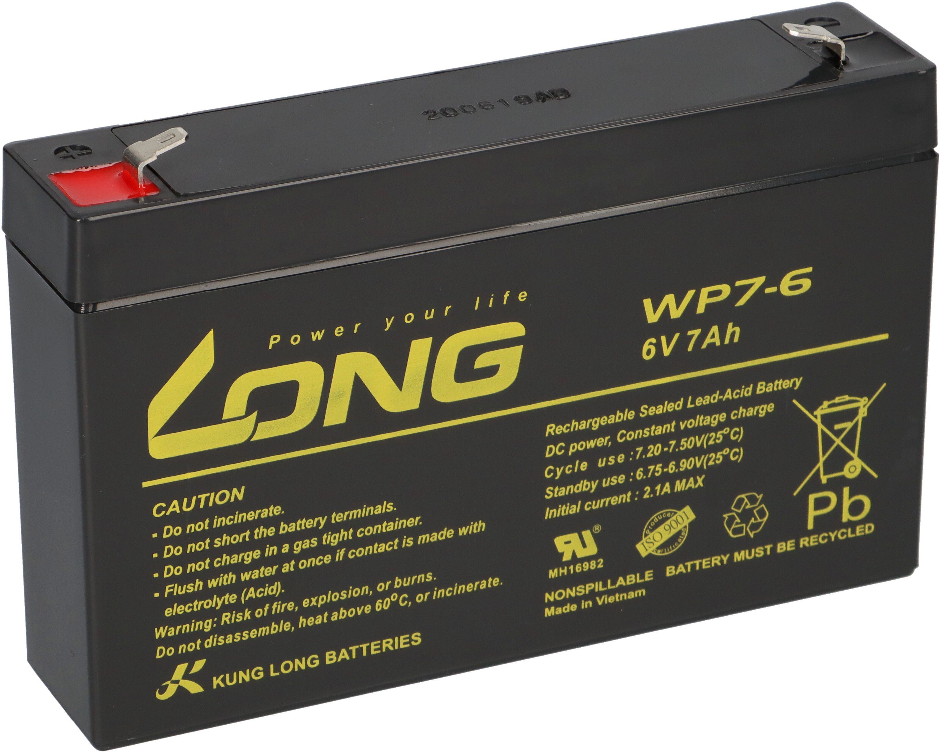 Kung Long Akku für Panasonic LC-R067R2P 6V 7,2Ah AGM Batterie Bleiakkus