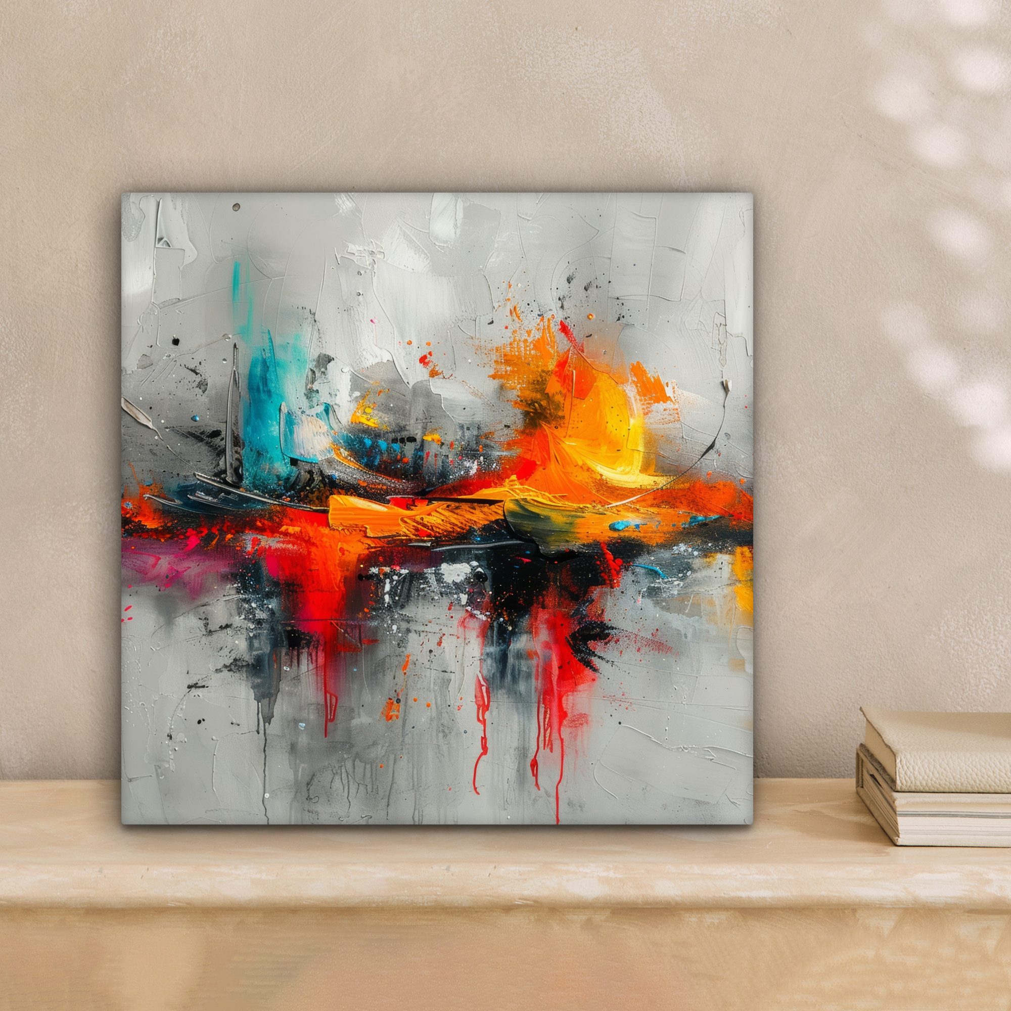 OneMillionCanvasses® Leinwandbild Modern - Orange - Grau - Kunst, Fotodruck günstig online kaufen