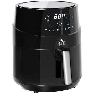 HOMCOM Heißluftfritteuse Heißluftfritteuse, 1500 W, 4.5 L 1500W mit 8 Menüs LED-Display Antihaftbeschichteter Korb