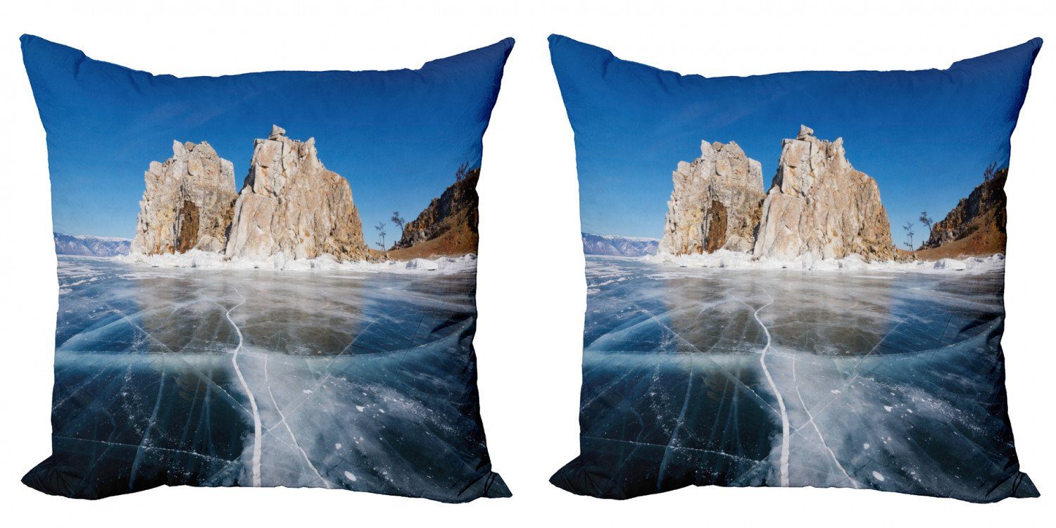 Kissenbezüge Modern Sibirien Doppelseitiger Winter Digitaldruck, Accent (2 Baikalsee Abakuhaus in Stück)