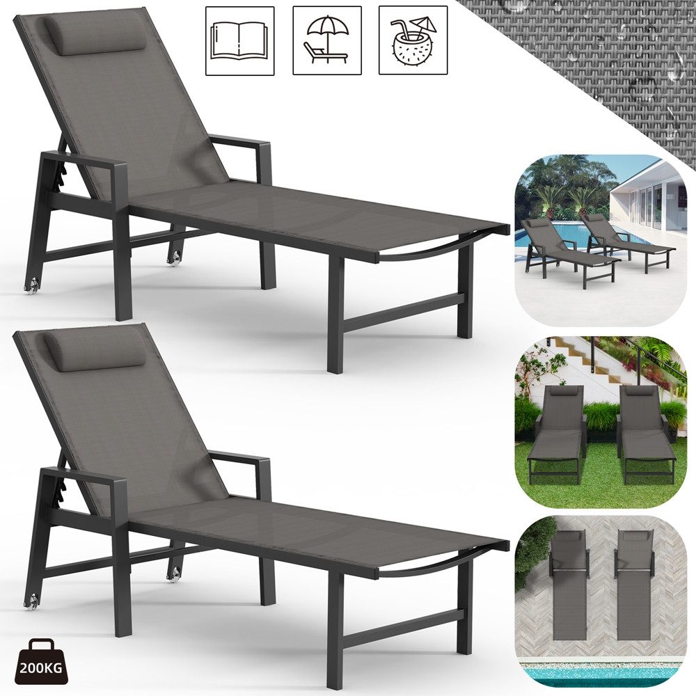 Melko Gartenliege Relaxliege Aluminium Sonnenliege mit günstig online kaufen