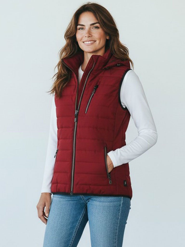 Blue Wave Steppweste Damen Weste Nathalie gesteppt mit abnehmbarer Kapuze in Melange-Optik