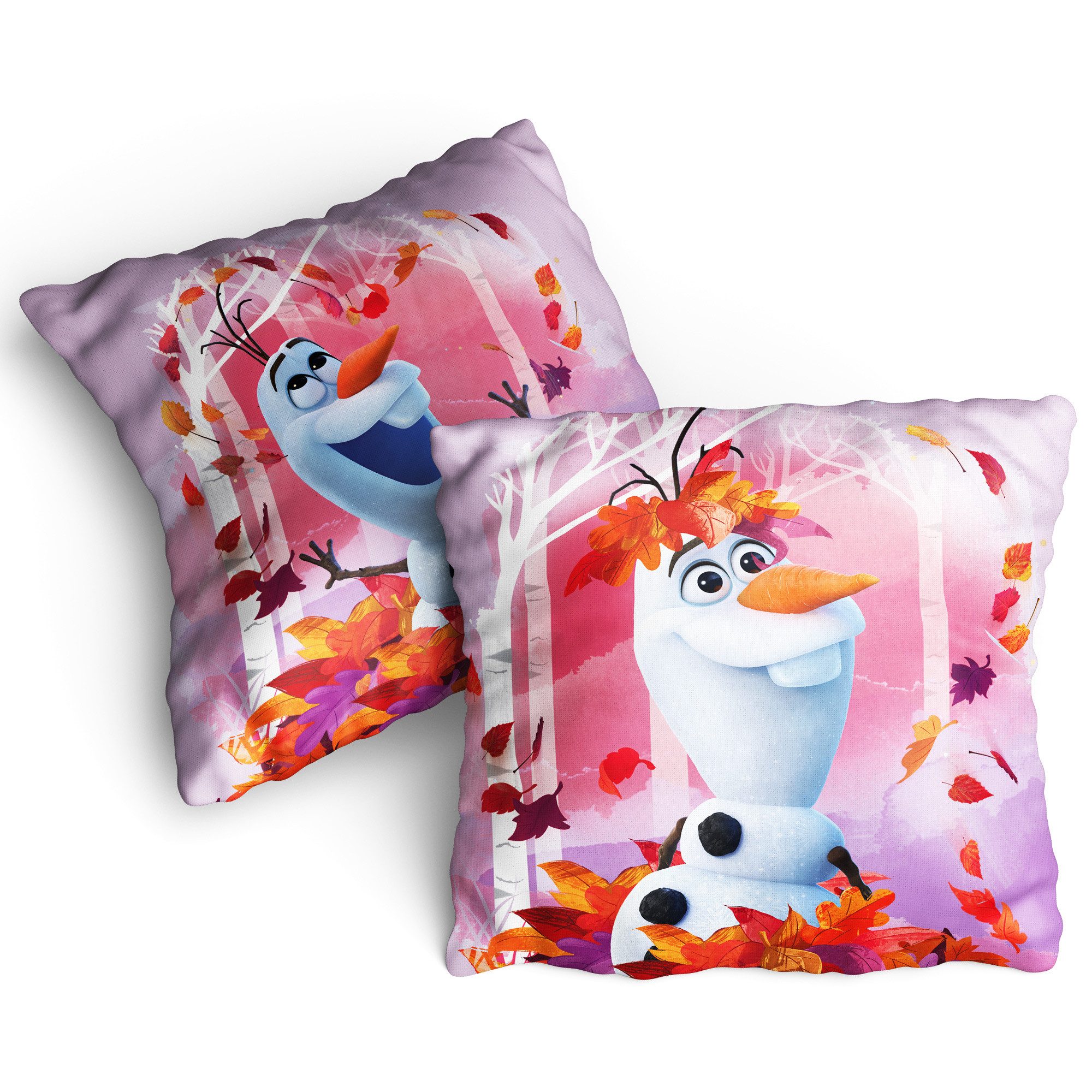 BERONAGE Dekokissen Frozen Die Eiskönigin Kissen Olaf Summer 40x40 cm Kuschelkissen, passend zur Bettwäsche, ideal für Sofa, Couch, Kinder-Bett, Auto