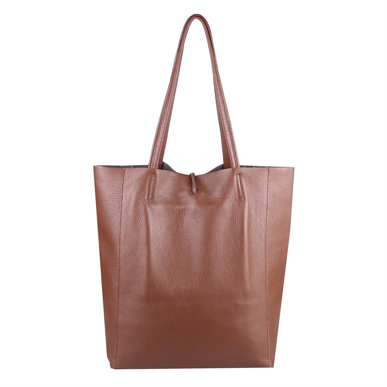 ITALYSHOP24 Schultertasche Made in Italy Damen Premium Leder SHOPPER Tasche günstig online kaufen