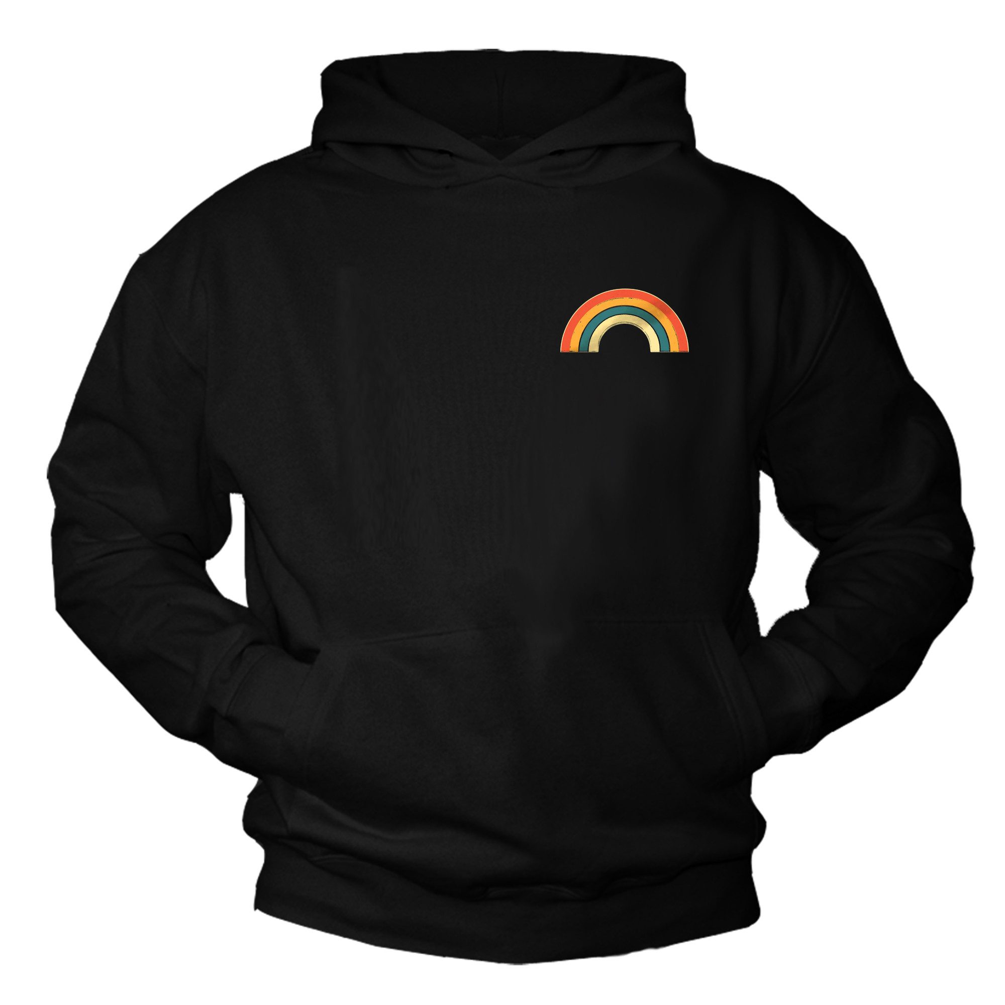 MAKAYA Kapuzenpullover mit Regenbogen Streifen Vintage Motiv Regenbogenfarben Pastell (Schwarz, S, M, L, XL, XXL, 3XL, 4XL) Baumwolle