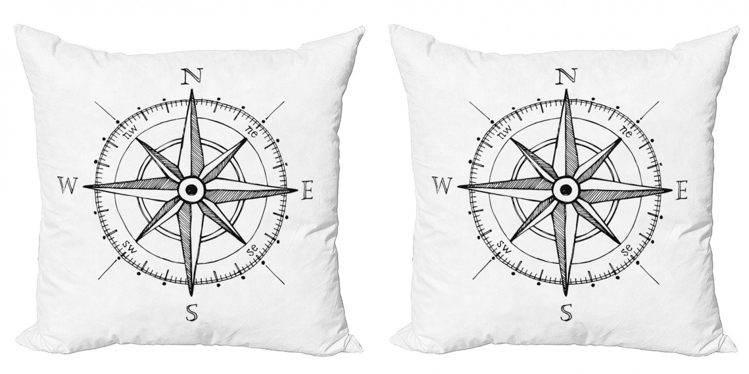 (2 Digitaldruck, Accent Abakuhaus Stück), Kissenbezüge Doppelseitiger Windrose Modern Wegbeschreibung Kompass