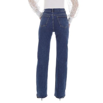 Ital-Design Straight-Jeans Damen Freizeit (86359027) Lagenlook Stretch High Waist Jeans in Dunkelblau