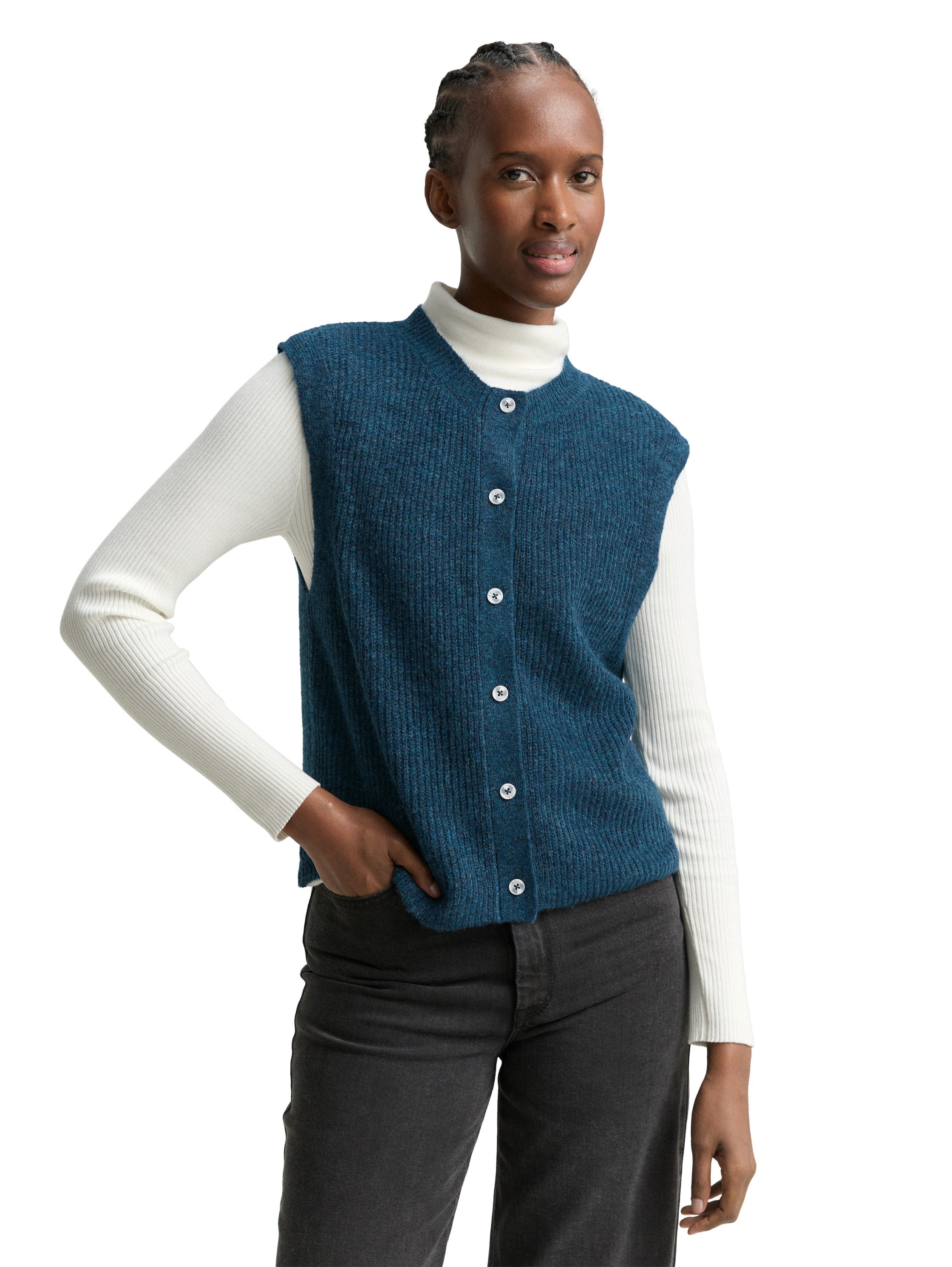 TOM TAILOR Denim Strickjacke mit Knopfleiste günstig online kaufen