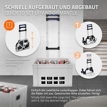 ECD Germany Sackkarre Treppensteiger-Sackkarre Transportkarre, (3-St), Aluminium Silber extra langer Griff 110cm Ladefläche Anti-Rutsch-Pads