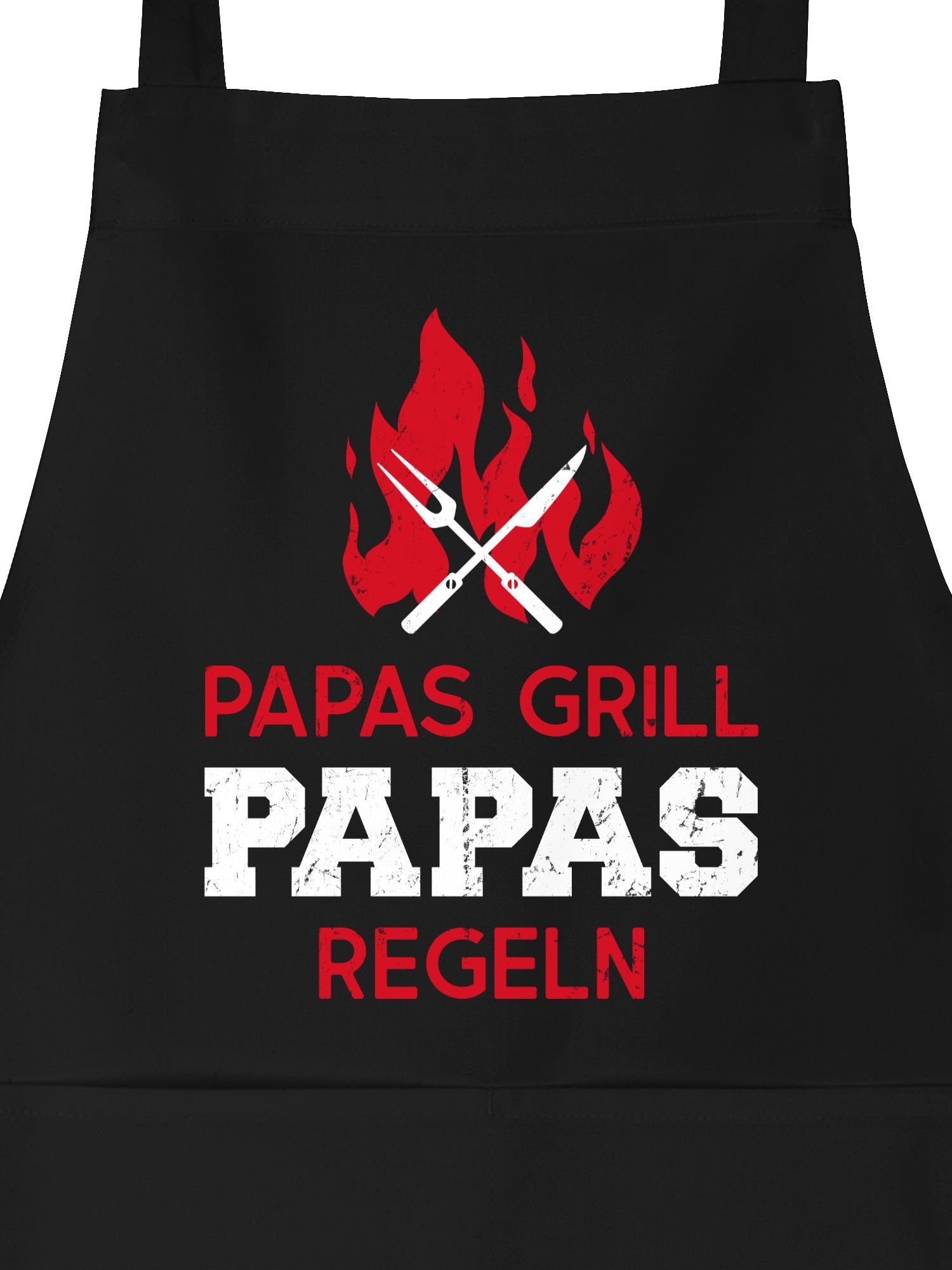 Shirtracer Kochschürze Papas Grill Papas Regeln - Grillschürze Vatertag Geschenk - Kochschürze, (1-tlg), grill papa