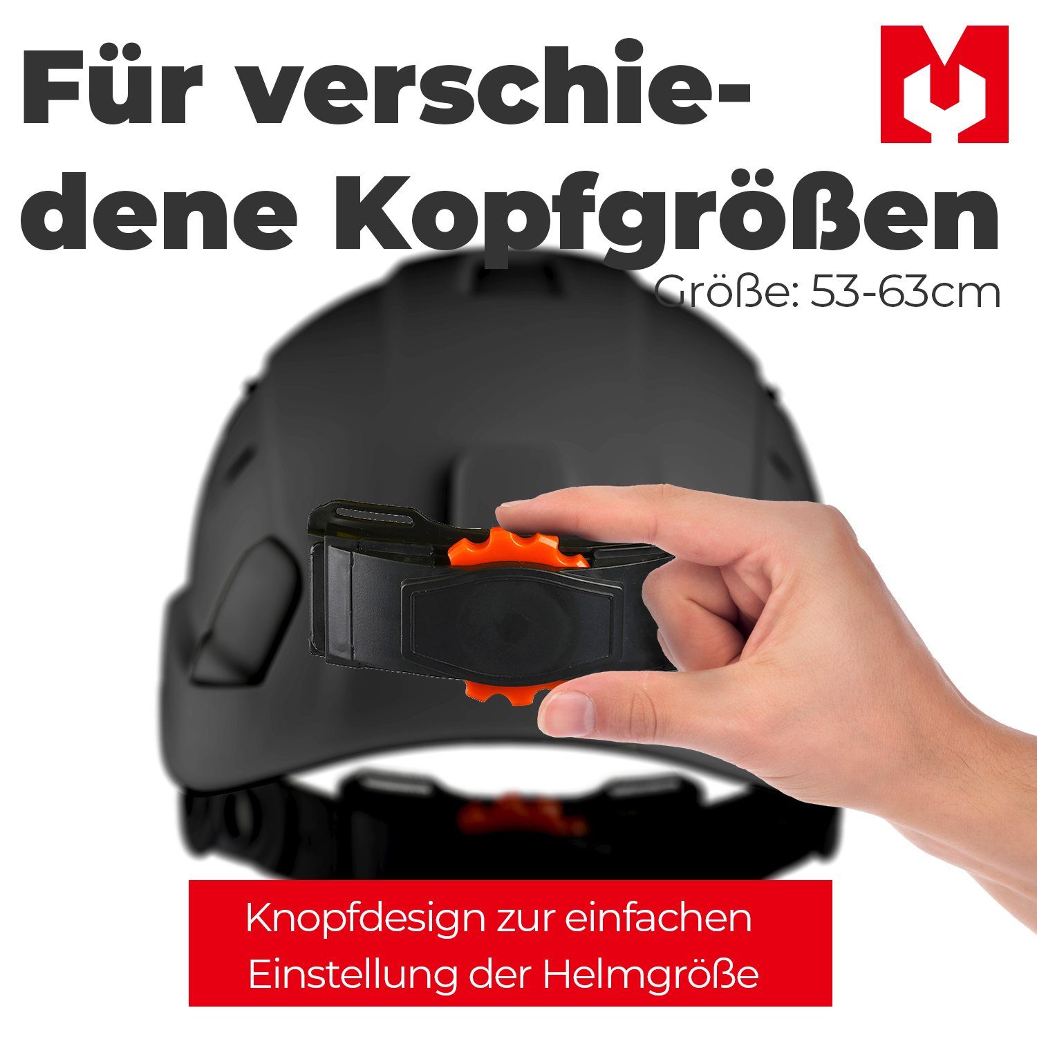 Mustbau Schutzhelm Arbeitshelm, EN397, ABS-Material, 53-63cm Verstellbarer Kopfumfang, Sicherheitshelm Bauhelm mit Anti-Beschlag-Brille und Schweißband