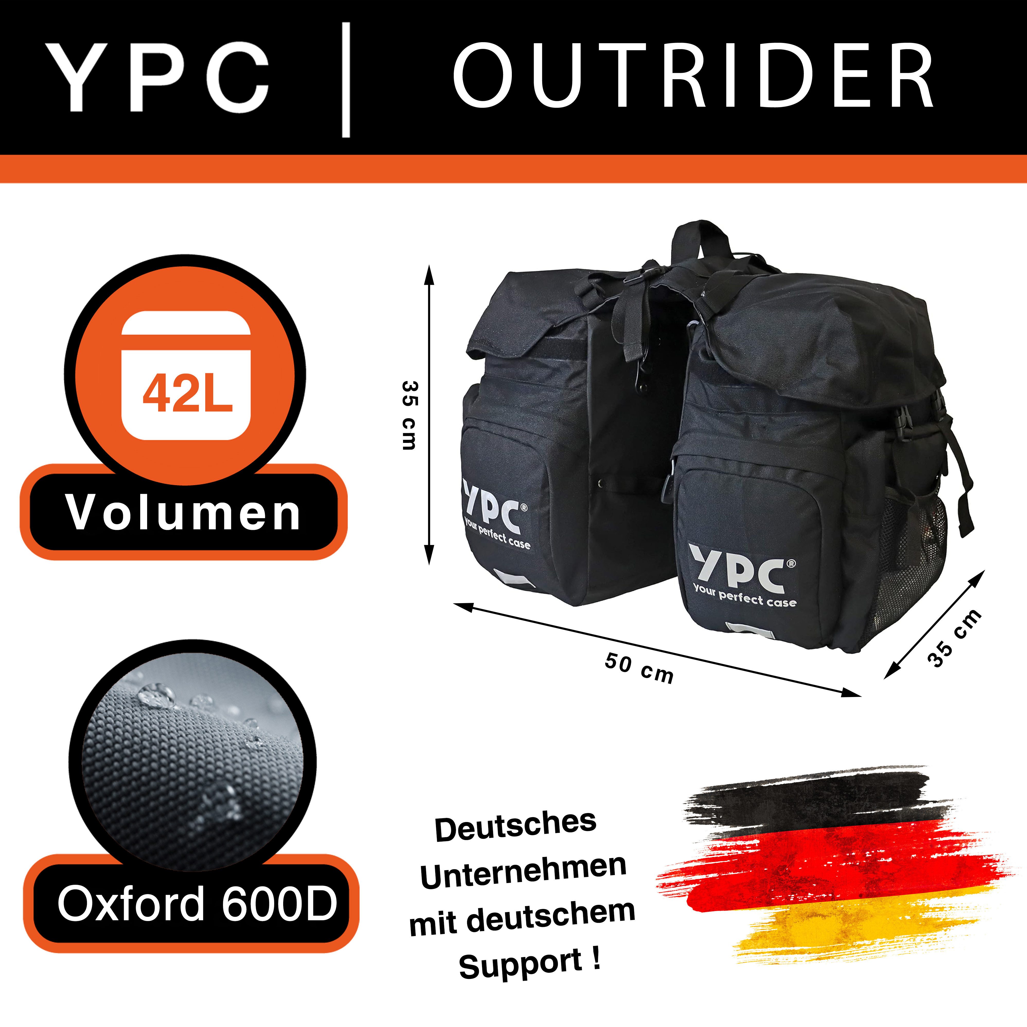 YPC Fahrradtasche Outrider Fahrradtasche Gepäckträger XL 42 Liter