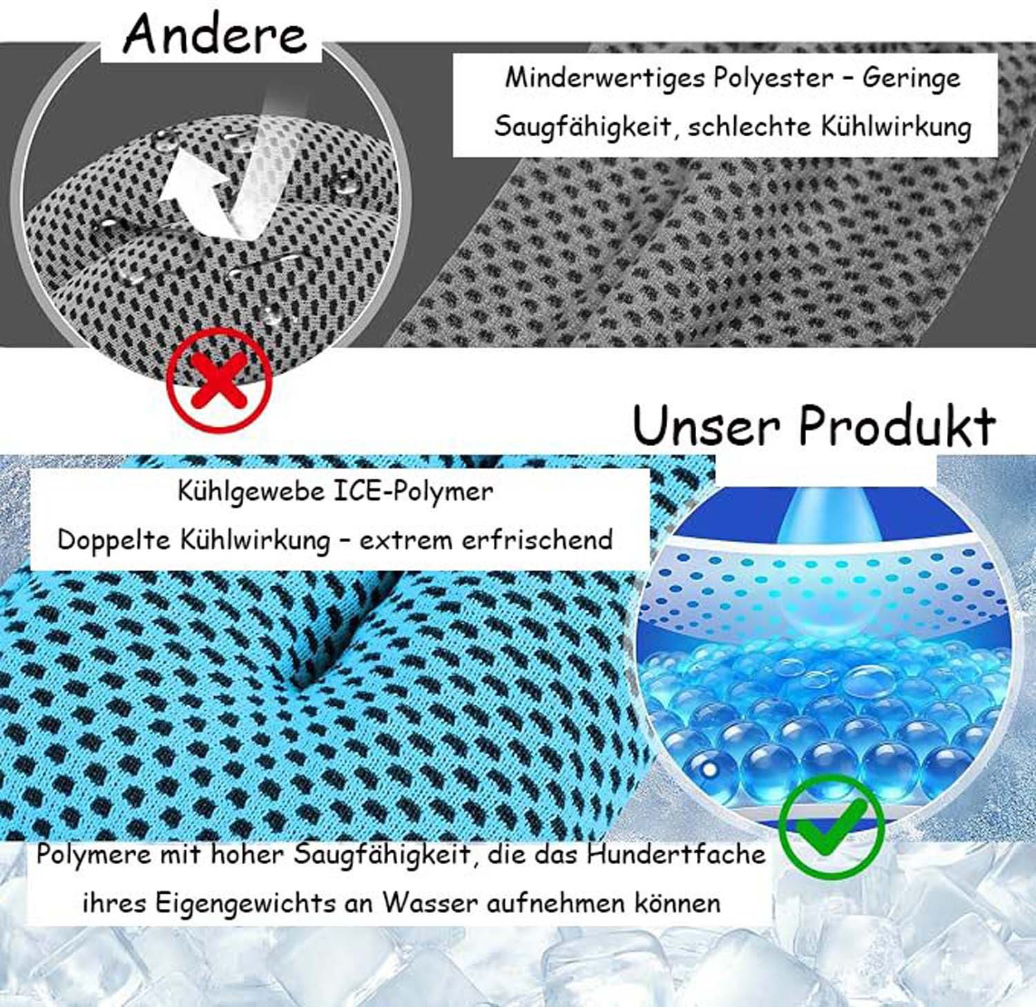 nsihing Sporthandtuch Kühlendes Handtuch, Kühlender Schal mit Knopf, Kühltuch Nacken – Bild 4 von 5