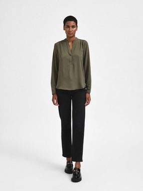 SELECTED FEMME Blusenshirt Einfarbige Langarm Bluse V-Ausschnitt Tunika SLFMIVIA (1-tlg) 4203 in Khaki