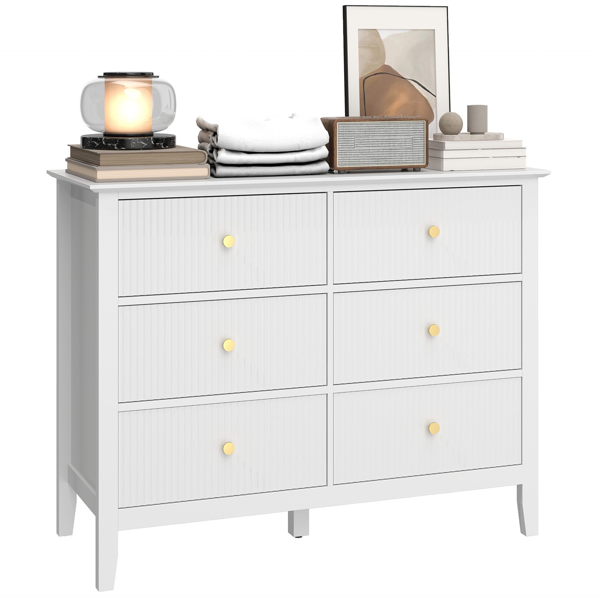 HOMCOM Kommode (Sideboard mit 6 Schubladen, 1 St., Moderner Aufbewahrungsschrank), Breite 100 cm