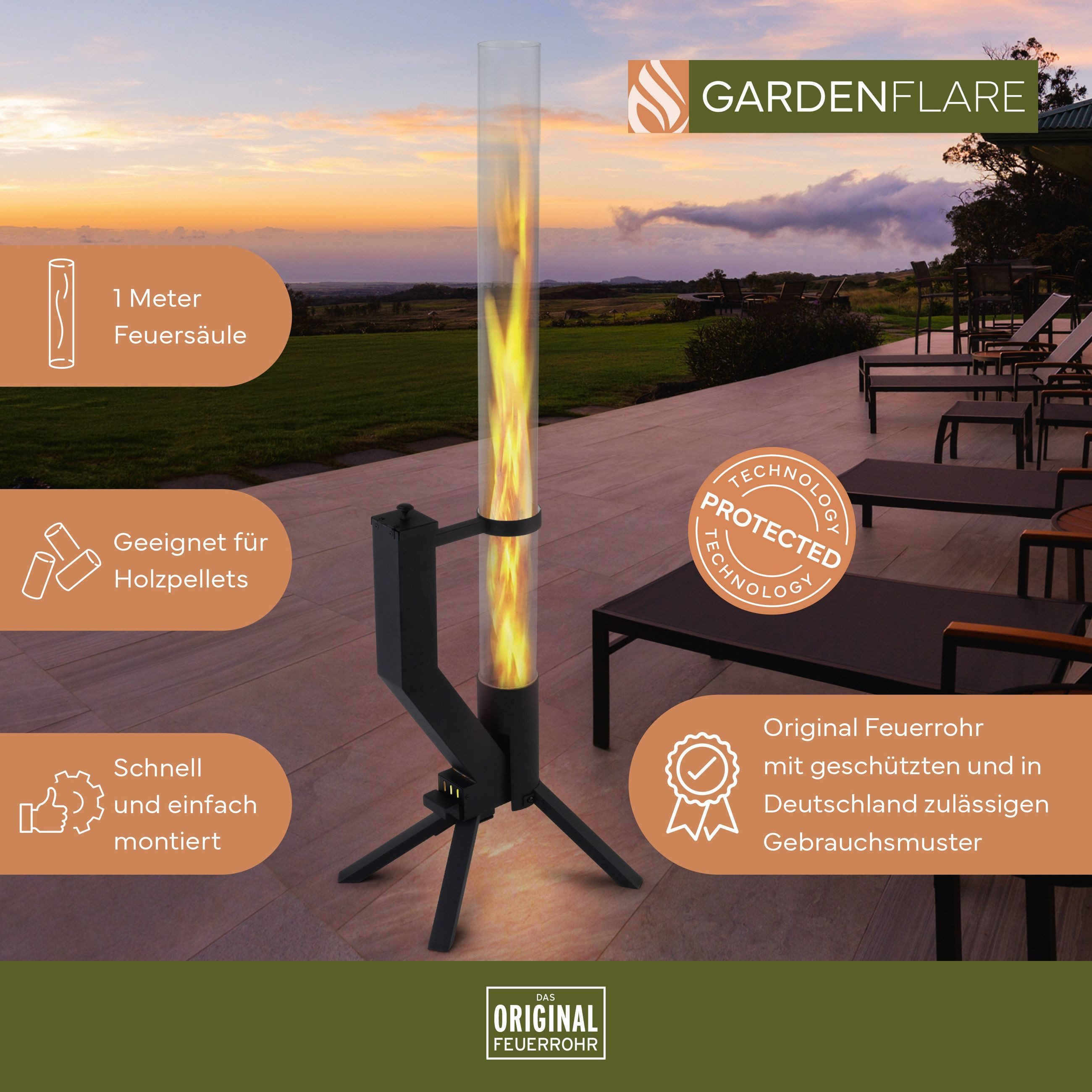 Gardenflare Feuerschale Feuerrohr – Edelstahl Feuersäule günstig online kaufen