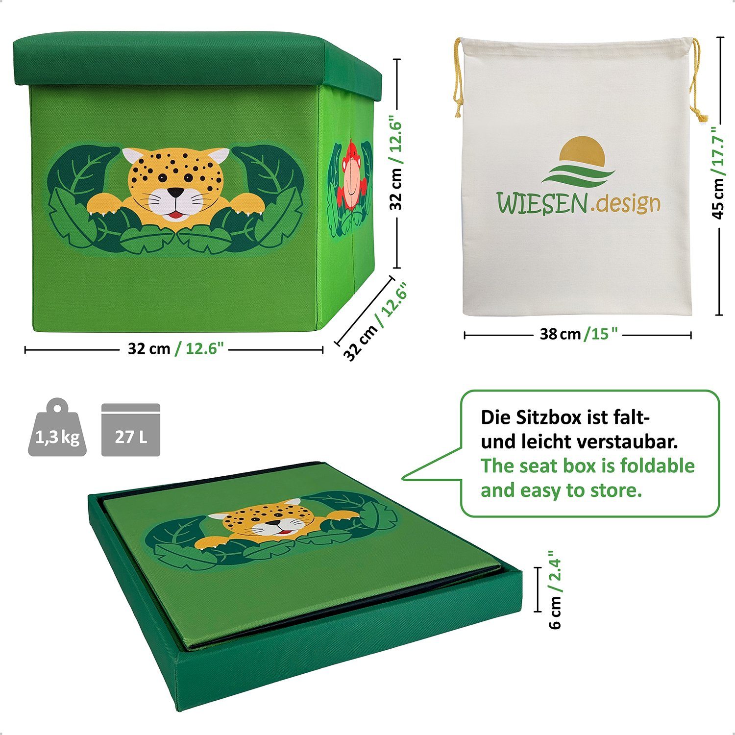 WIESEN.design Spielzeugtruhe 33L, Spielzeugkiste mit Deckel, Kindersitzbank günstig online kaufen