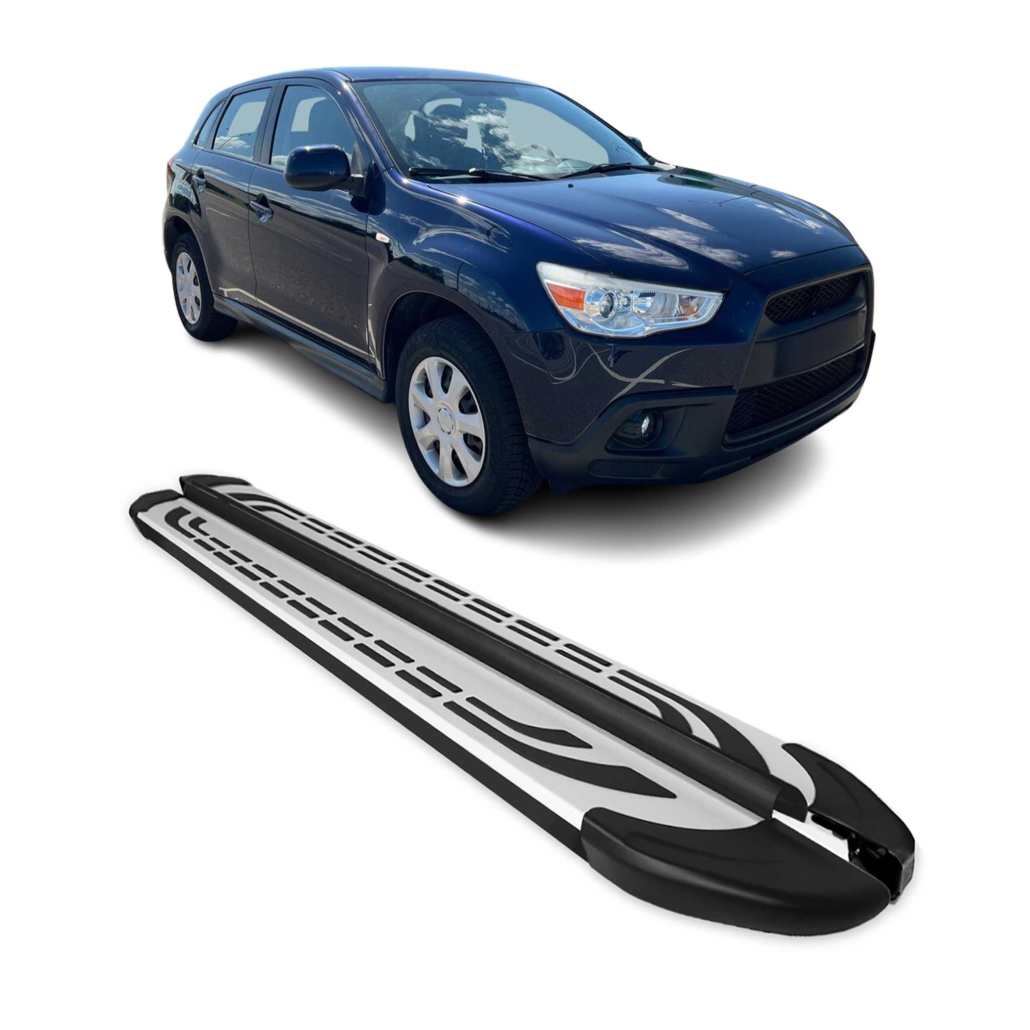 OMAC Kfz-Schmutzfänger Trittbretter für Mitsubishi ASX 2010-2022 Alu Grau 2tlg, 2-tlg., Rutschfest, Haltbar, Aerodynamik