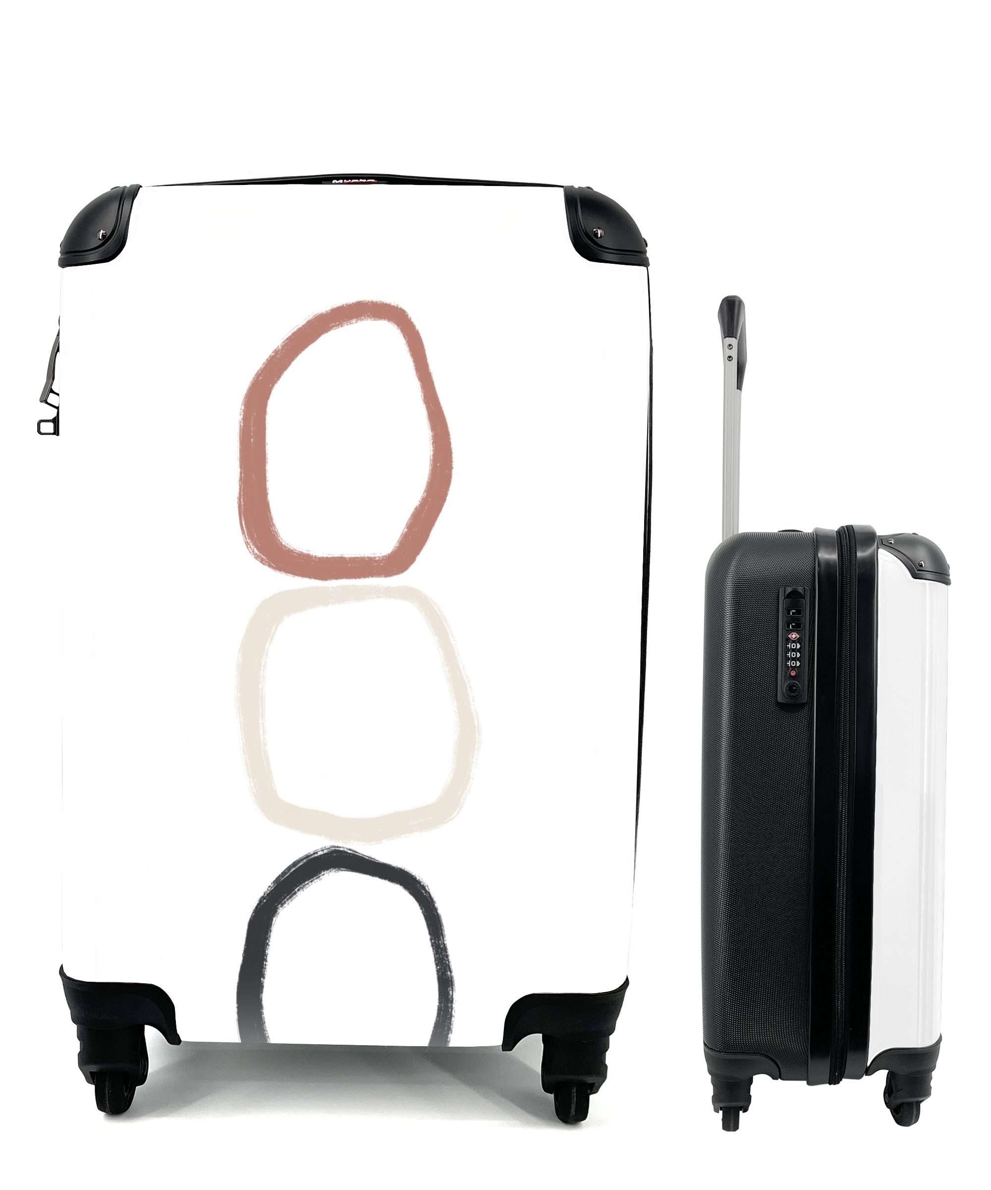 mit Ferien, - - Reisekoffer Minimalismus Geometrische Handgepäck Handgepäckkoffer MuchoWow für Rollen, 4 Reisetasche Pastell, Formen Trolley, rollen,