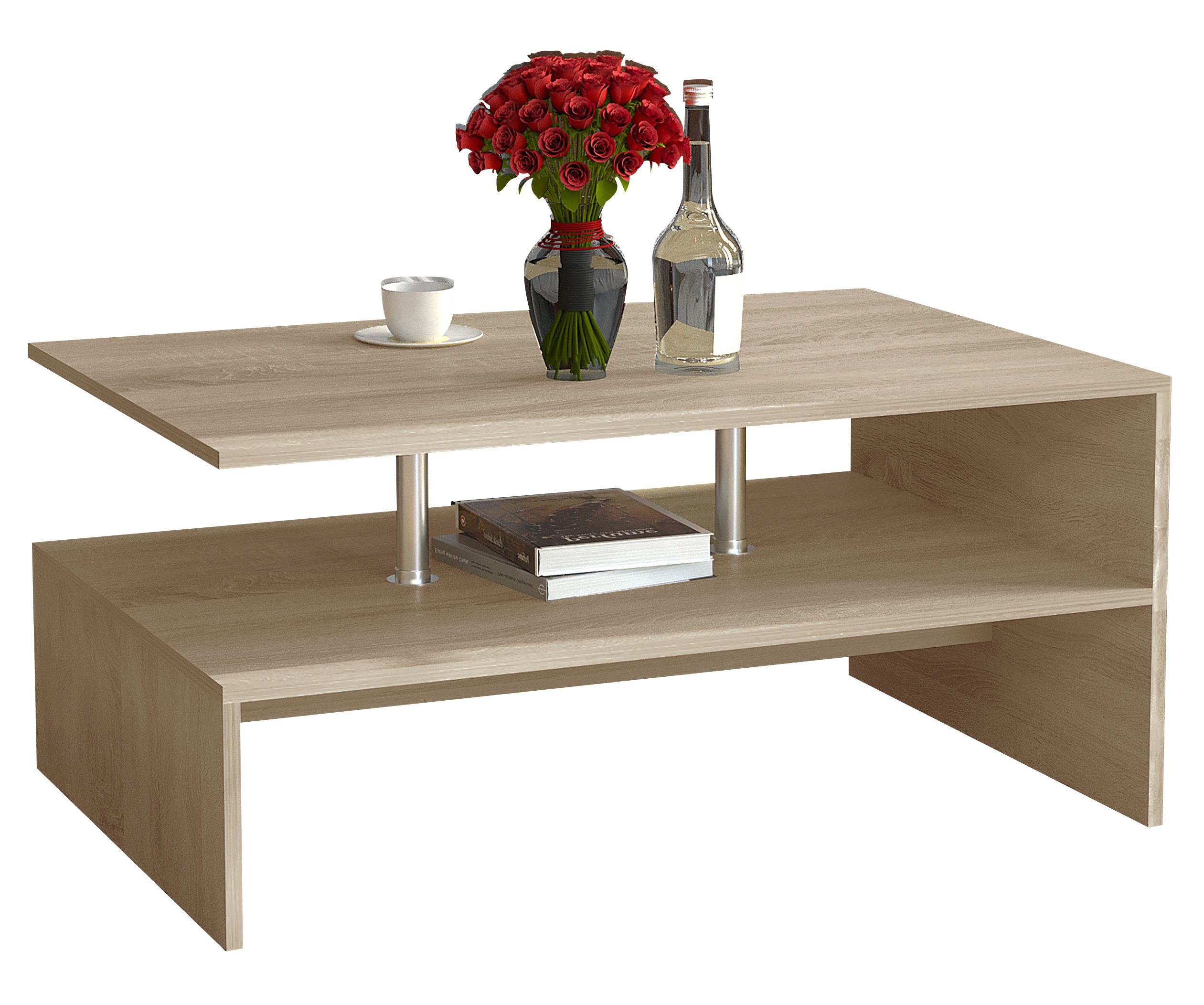 VCM Couchtisch Beistelltisch Wohnzimmer Maliso H. 42 x B. 90 x T., Holz Couchtisch Sofatisch Wohnzimmertisch Beistelltisch Kaffeetisch L