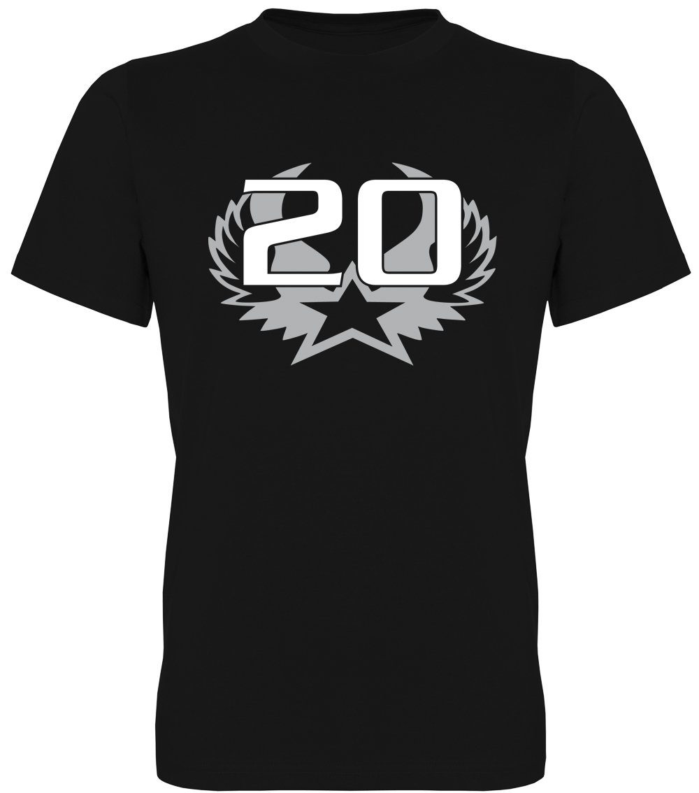 G-graphics T-Shirt 20 – Stern mit Flügeln Herren T-Shirt mit Frontprint / Spruch zum 20ten Geburtstag