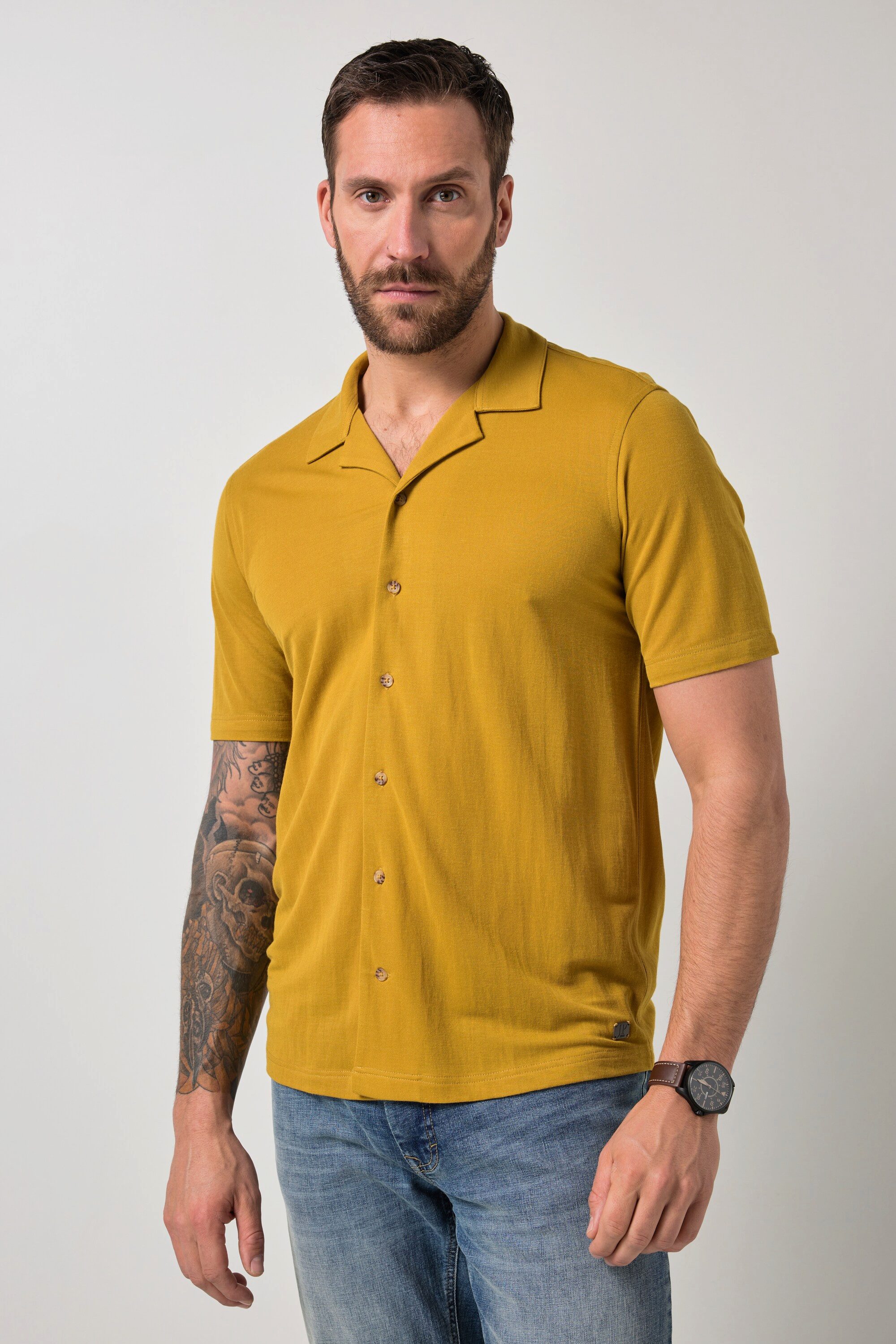JP1880 Kurzarmhemd Hemd FLEXNAMIC® Halbarm Cuba-Kragen Seidenlook