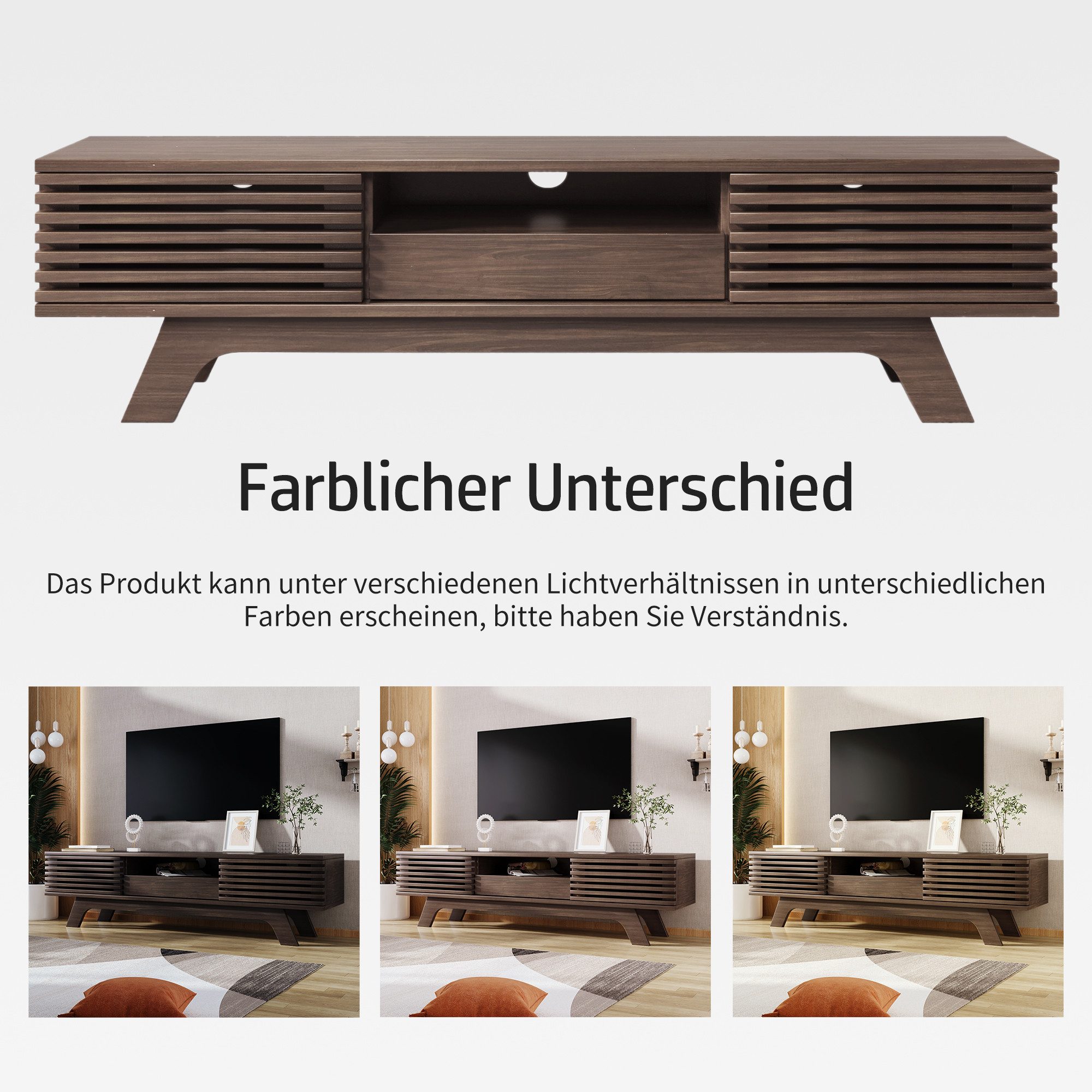 Odikalo TV-Schrank Lowboard Fernsehschrank mit Schublade (TV-Schrank mit einer Schublade und zwei Türen, TV-Möbel, TV-Panel, TV-Lowboard, TV-Schrank. Einzigartiges Design, Vintage-Holzfarbe)