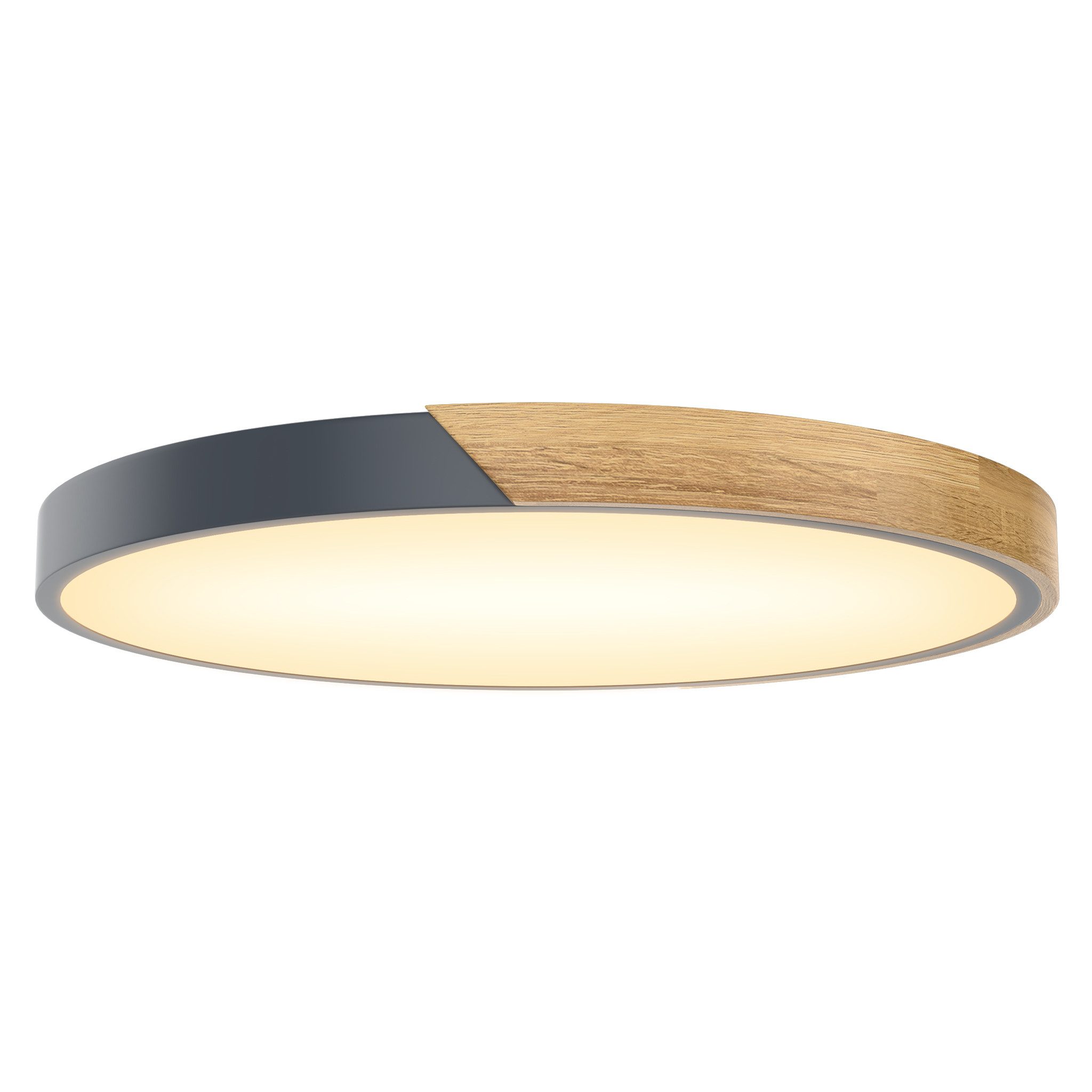 FIVMEN LED Deckenleuchte Deckenlampe Holz Deckenleuchte Deckenlampen Rund L günstig online kaufen