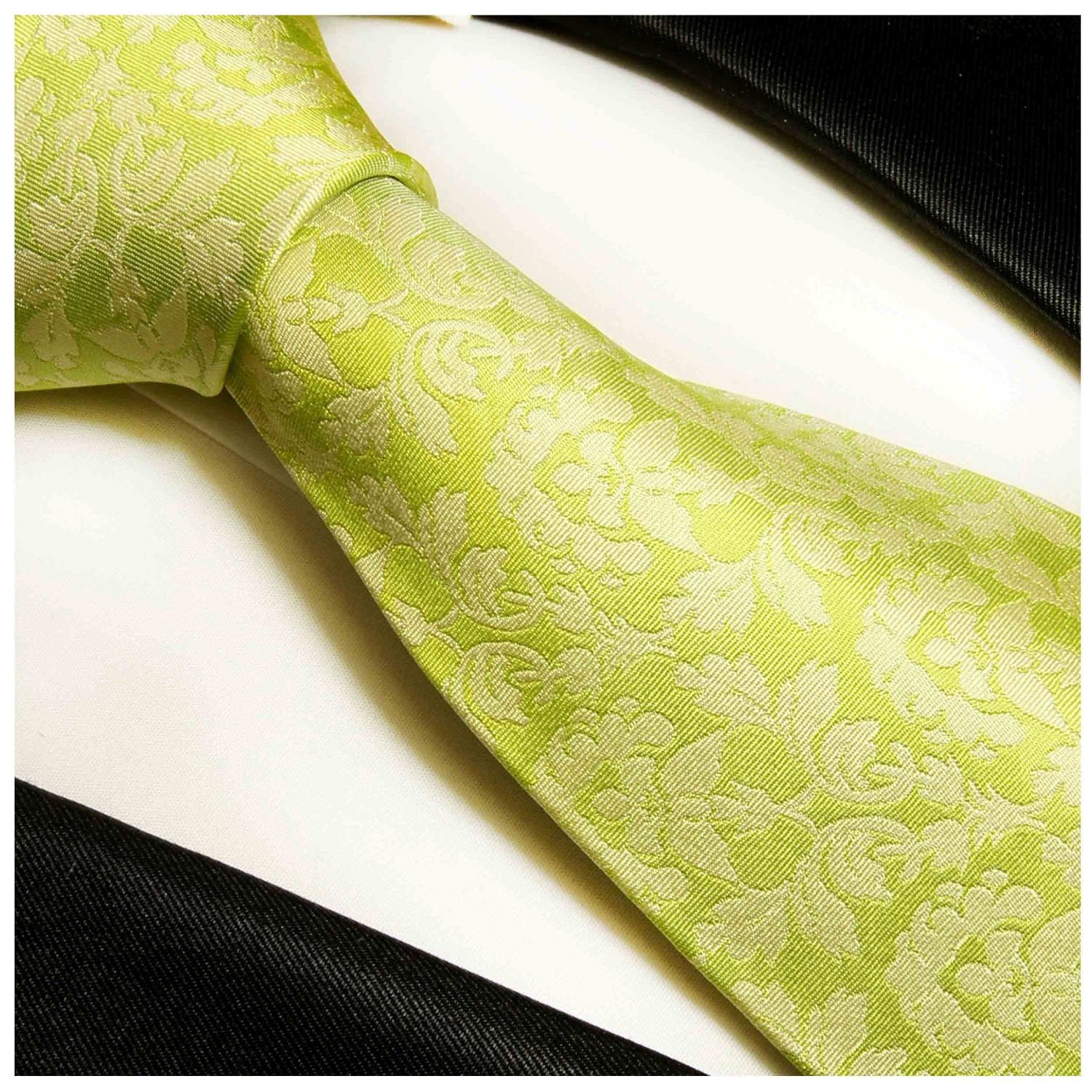 Schmal 100% 906 Herren Designer Paul grün modern Malone geblümt (6cm), Schlips Seidenkrawatte Seide Krawatte