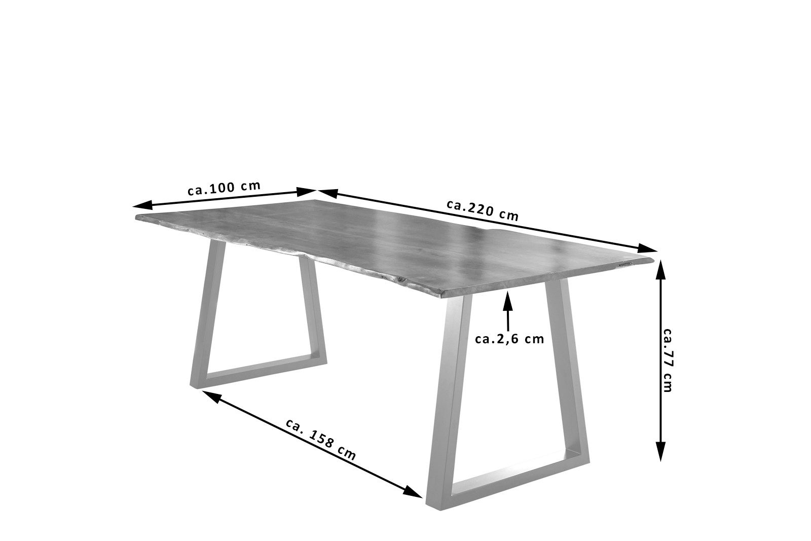 SAM® Baumkantentisch Manel, natürliche Baumkante, naturfarben, Massivholz Akazie, Tischstärke 26mm