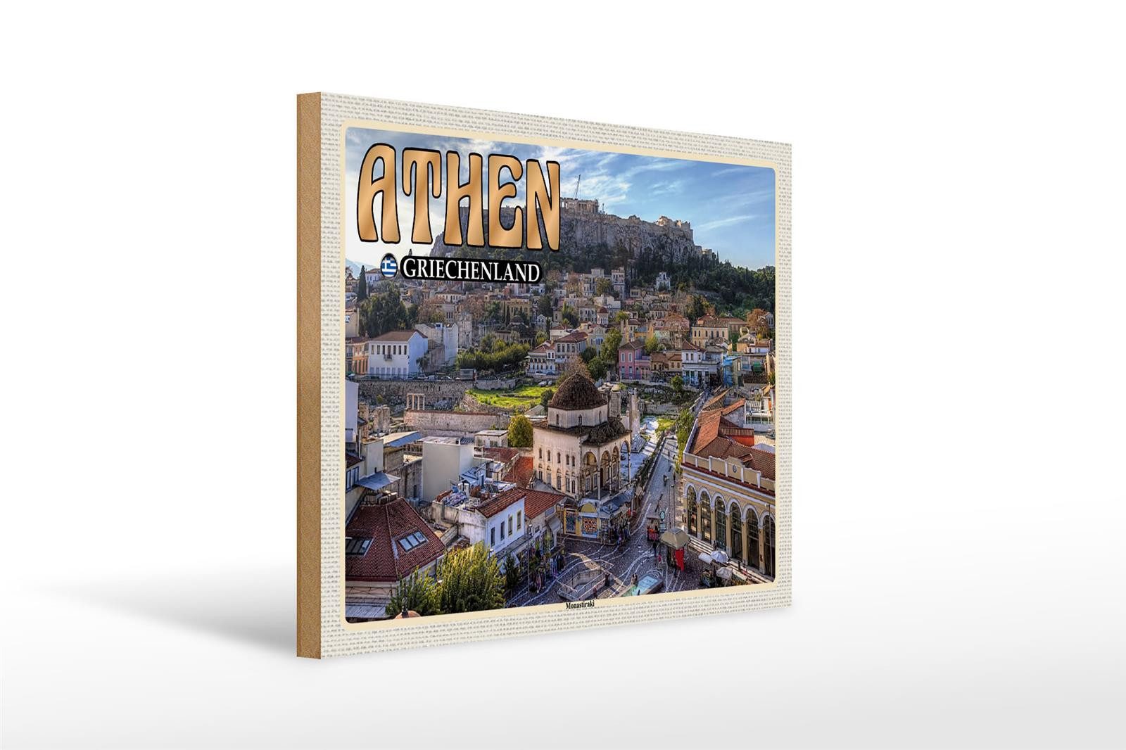Holzbild Reise 40x30cm Athen Griechenland Monastiraki