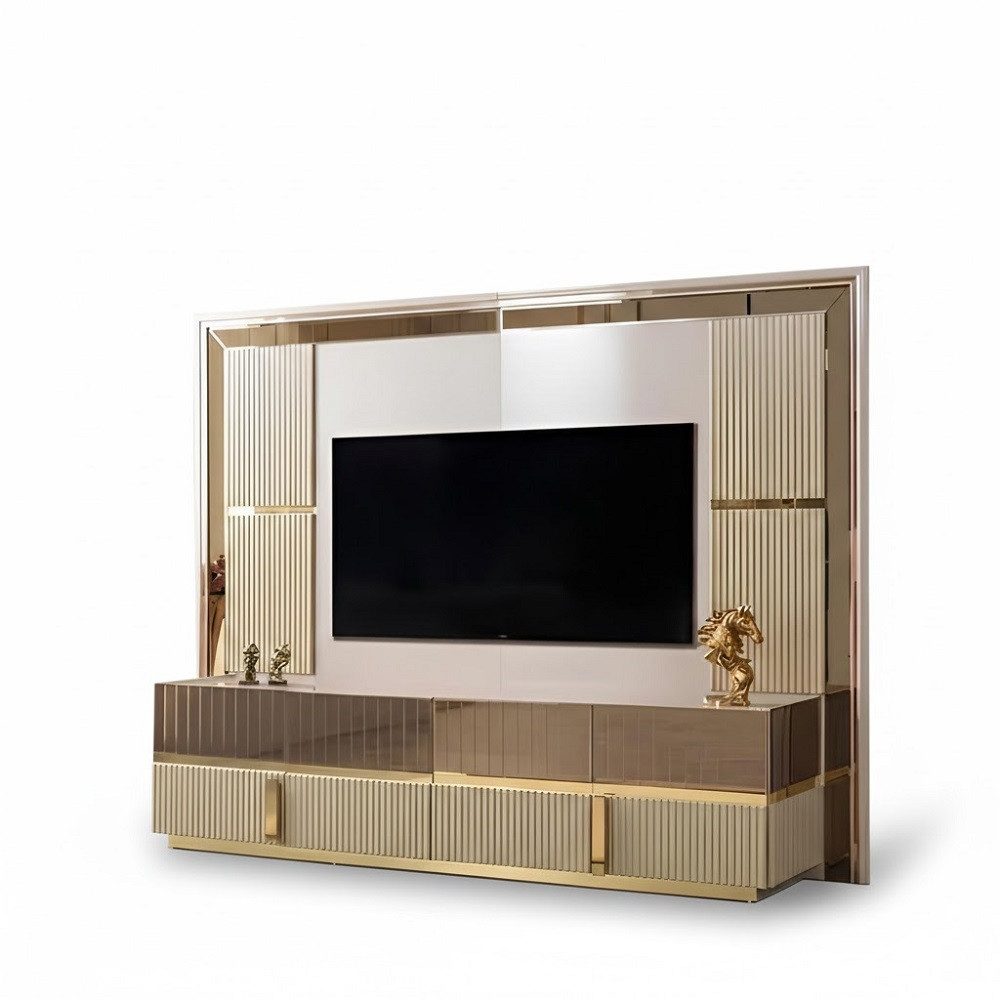 JVmoebel Wohnwand RTV Wohnwand Set – Moderne TV-Wand mit Vitrine & Regal Sofort, (1-St), Made in Europa