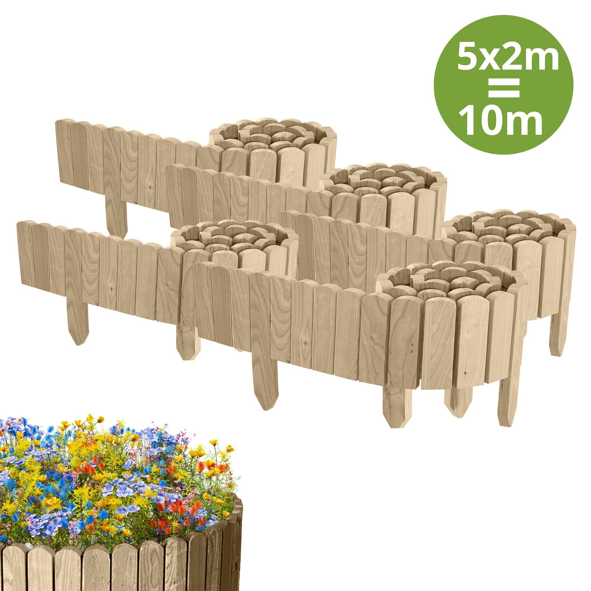 Floranica Beetbegrenzung Rollborder Flexibler Holzzaun aus günstig online kaufen