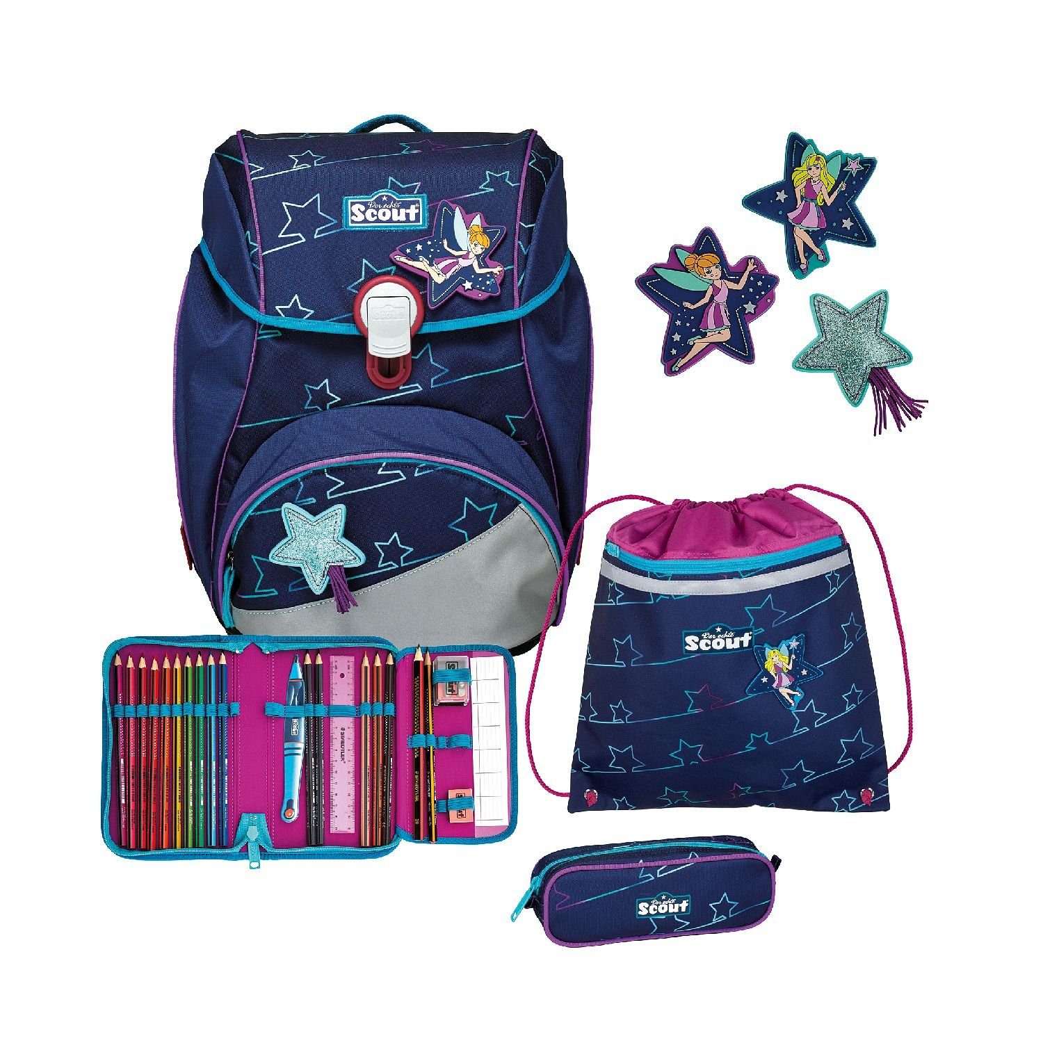Scout Schulranzen Alpha Schulranzen-Set 4-tlg. Blue Star 2023