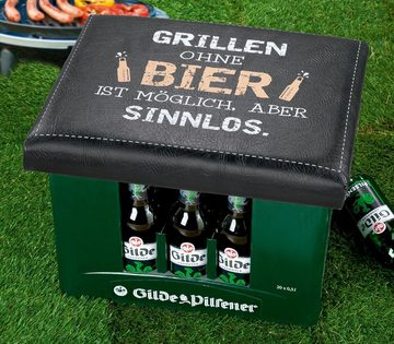 GILDE Sitzhocker, Outdoor Hocker Bierkiste Sitzaufsatz Modell GRILLEN OHNE BIER..