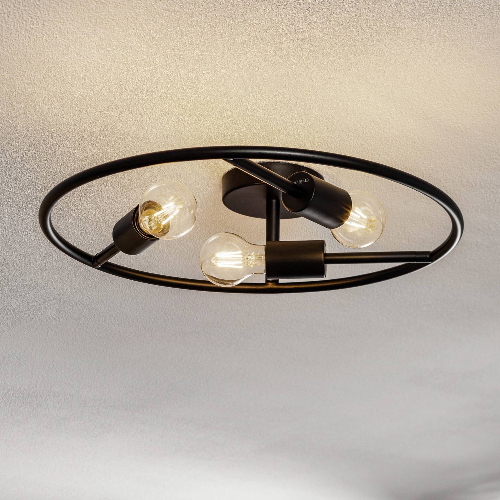 Lucande Deckenleuchten Linnard, Metall, Schwarz IP20, 3 x 15 W LED