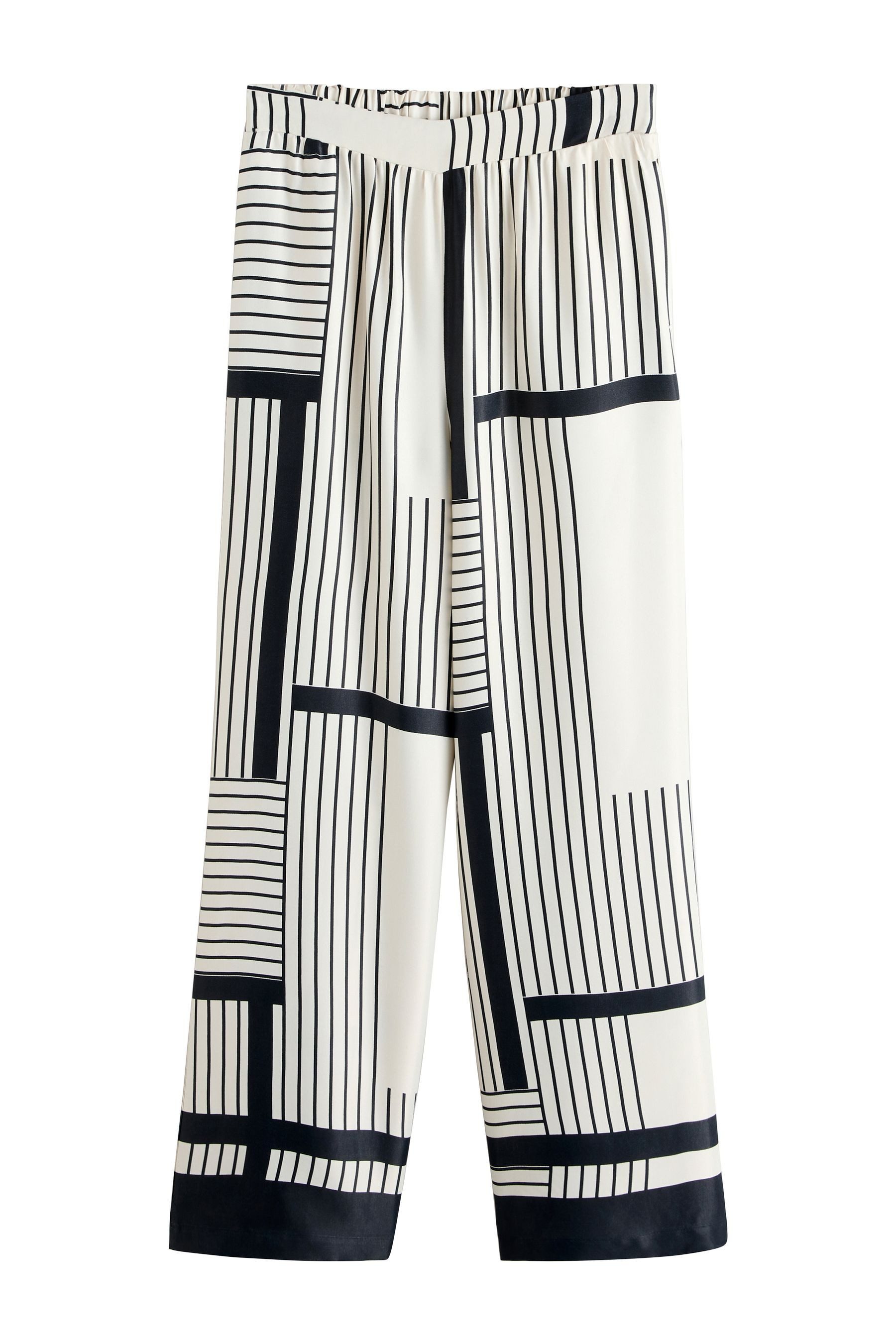 Next Taillenhose Hochbund-Hose mit weitem Bein und Streifen (1-tlg)