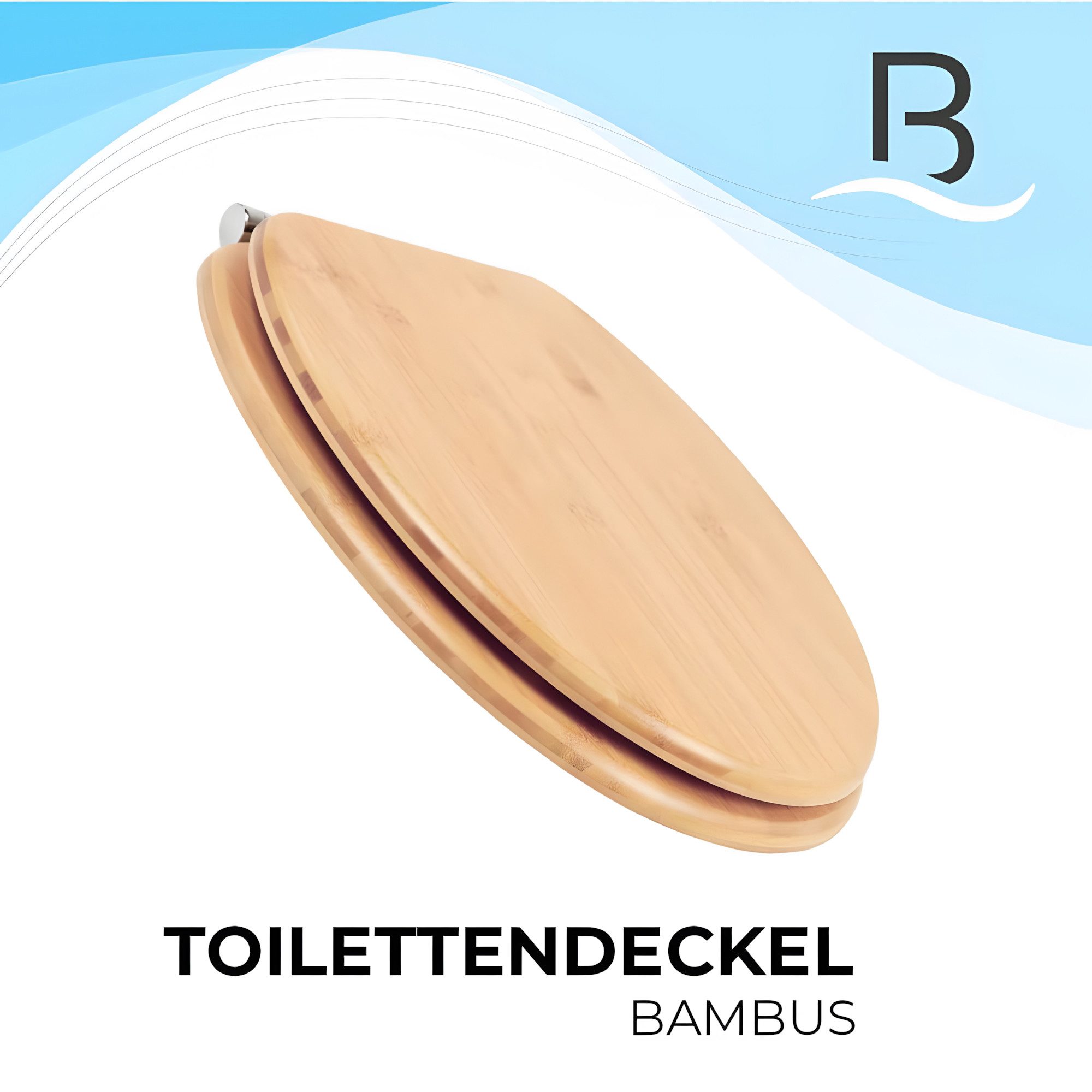 Bath4U WC-Sitz WC Sitz aus Bambus 37,5x43,5cm Soft-Close Absenkautomatik bis 150kg, Nachhaltiger Toilettensitz 16cm Scharnierabstand Inkl. Befestigung
