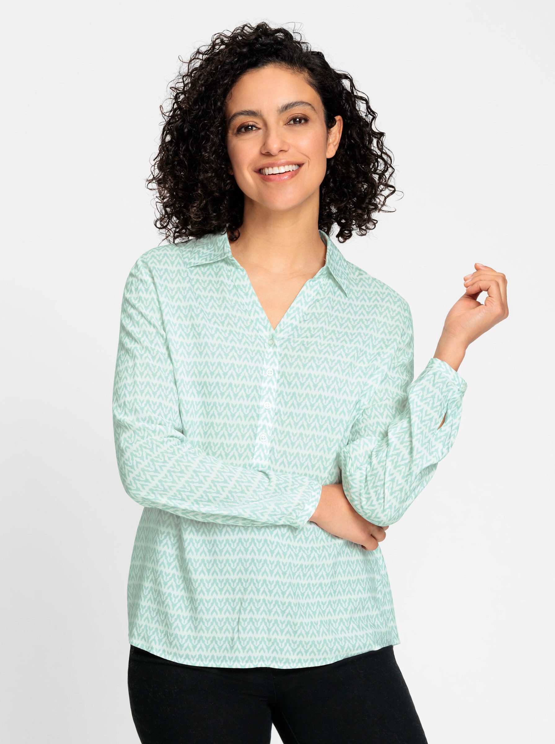 Klassische Bluse Druckbluse Langarm
