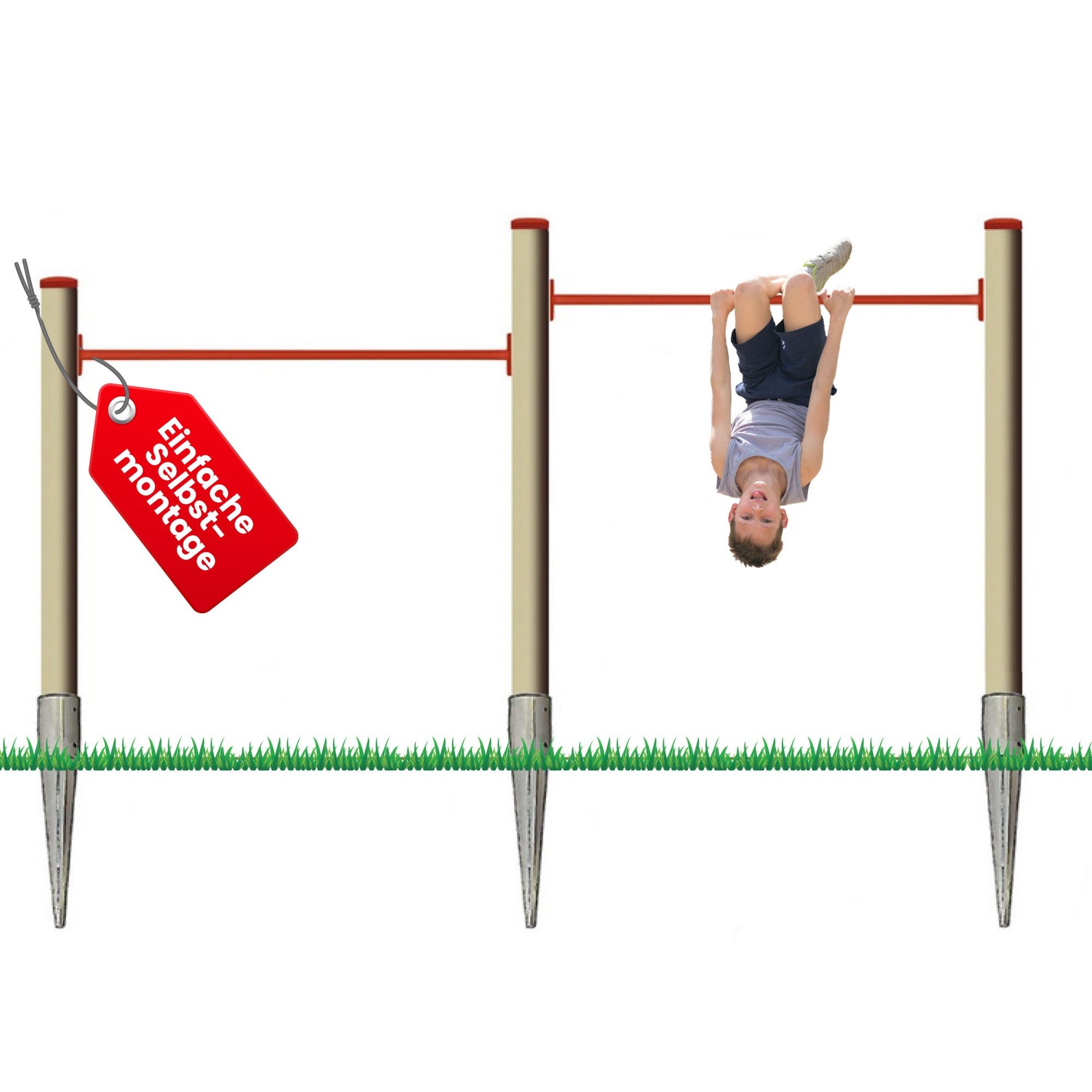 Gartenpirat Turnreck Turnreck mit Lärchen-Pfosten mit Reckstange rot