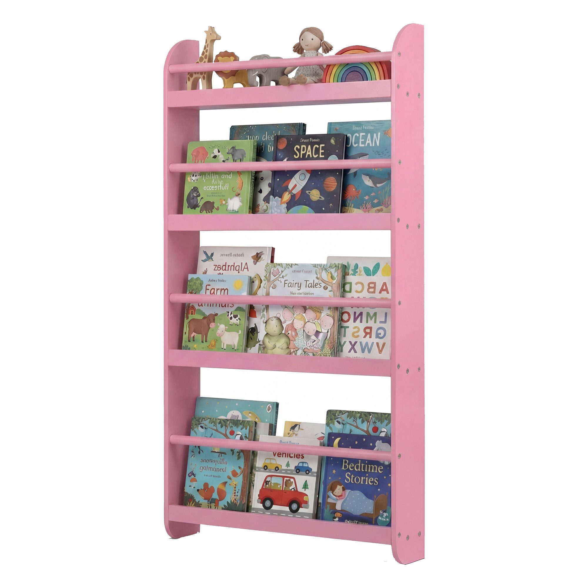 KOMFOTTEU Bücherregal Kinderbücherregal Kinderregal Wandregal, mit 4 Fächern, 56 x 12 x 107 cm