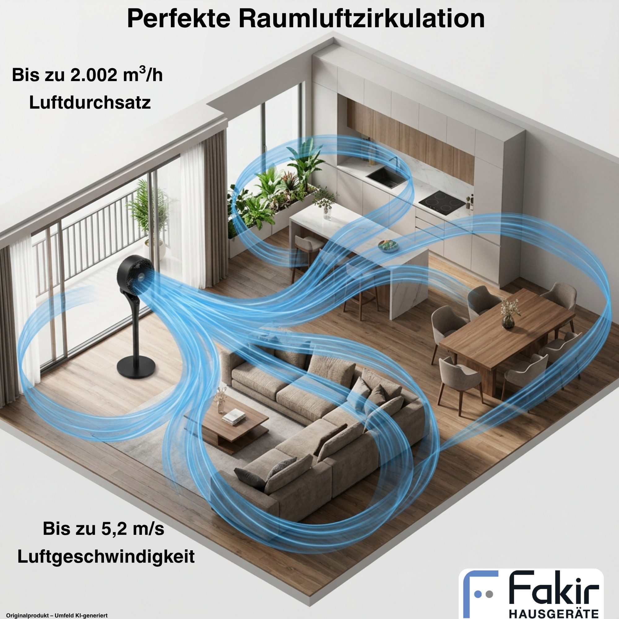 FAKIR Standventilator Stand Tisch Ventilator 2in1 prestige VC550 3D Oszilation