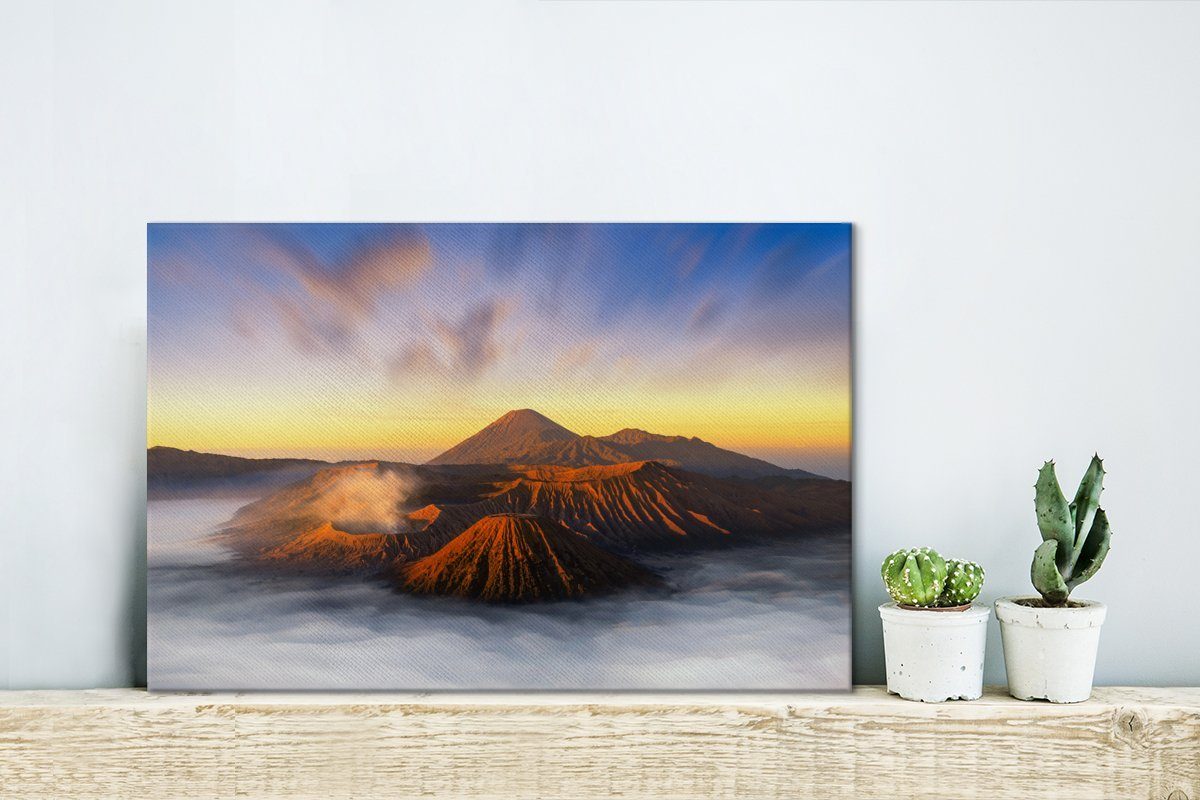 Bromo 30x20 Indonesien, Wandbild St), National OneMillionCanvasses® Park Leinwandbilder, Sonnenaufgang Tengger Aufhängefertig, Leinwandbild cm (1 im Semeru Wanddeko, in