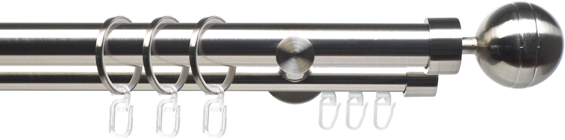 Gardinenstange CELKUGEL02SG2L, Liedeco, Ø 25 mm, 2-läufig, Fixmaß, mit  Bohren, verschraubt, Metall, 2-läufig im Fixmaß Ø 25/20 mm