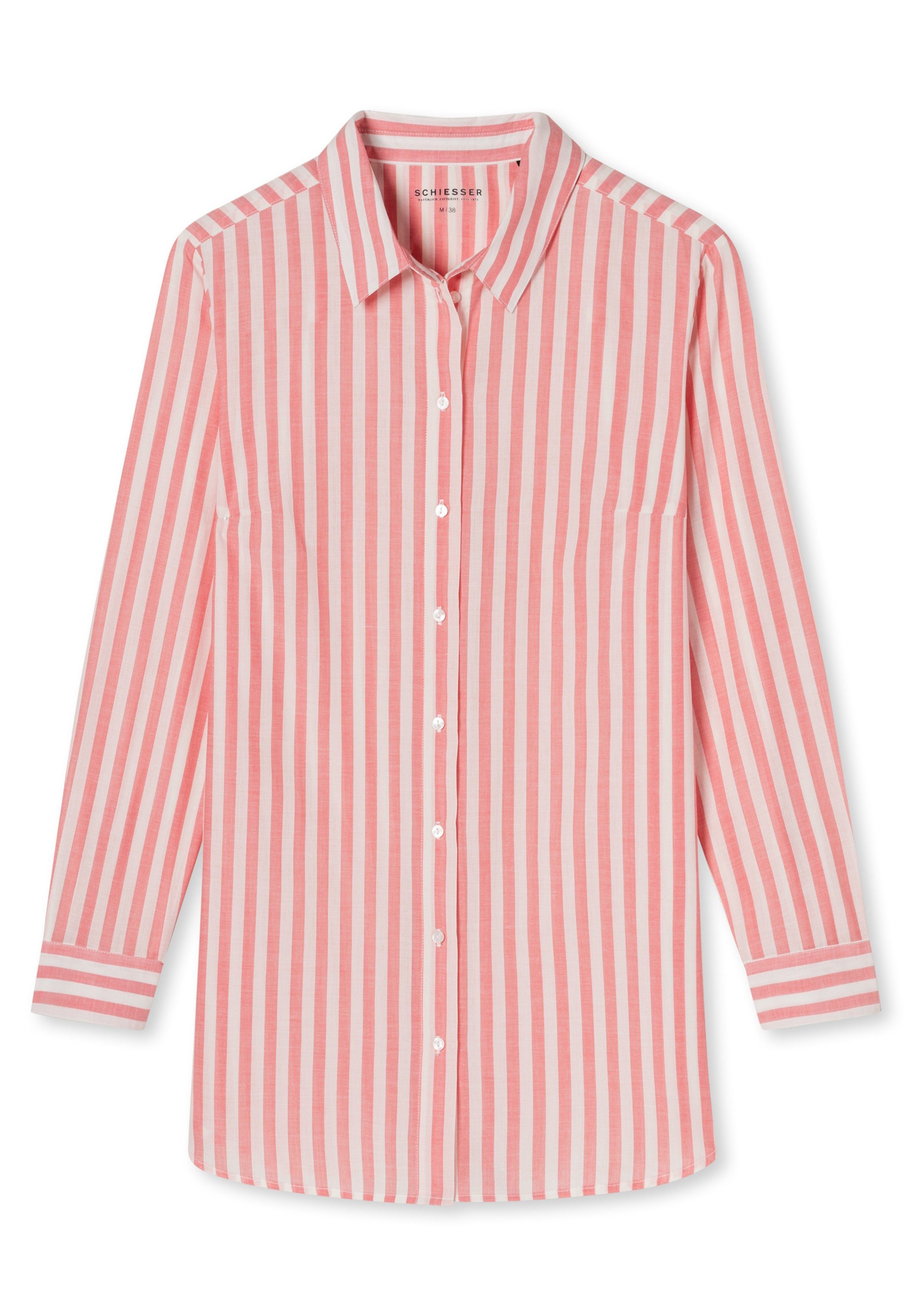 Pyjama Baumwolle Nachthemd Nachthemd Schiesser - (1-tlg) Story - Koralle