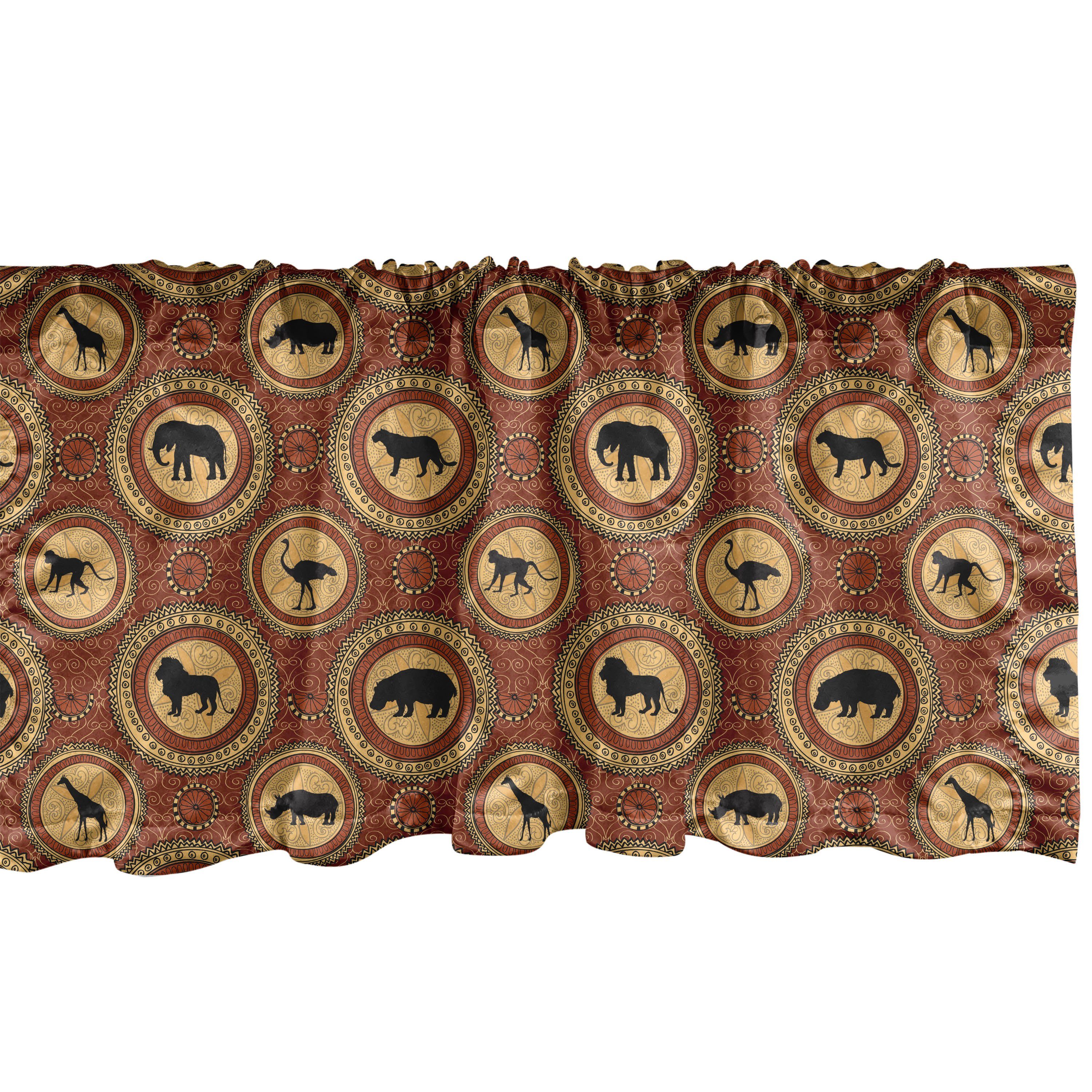 Scheibengardine Vorhang Volant für Küche Microfaser, Dekor Affe Folk Schlafzimmer Lion Abakuhaus, Stangentasche, African mit Safari