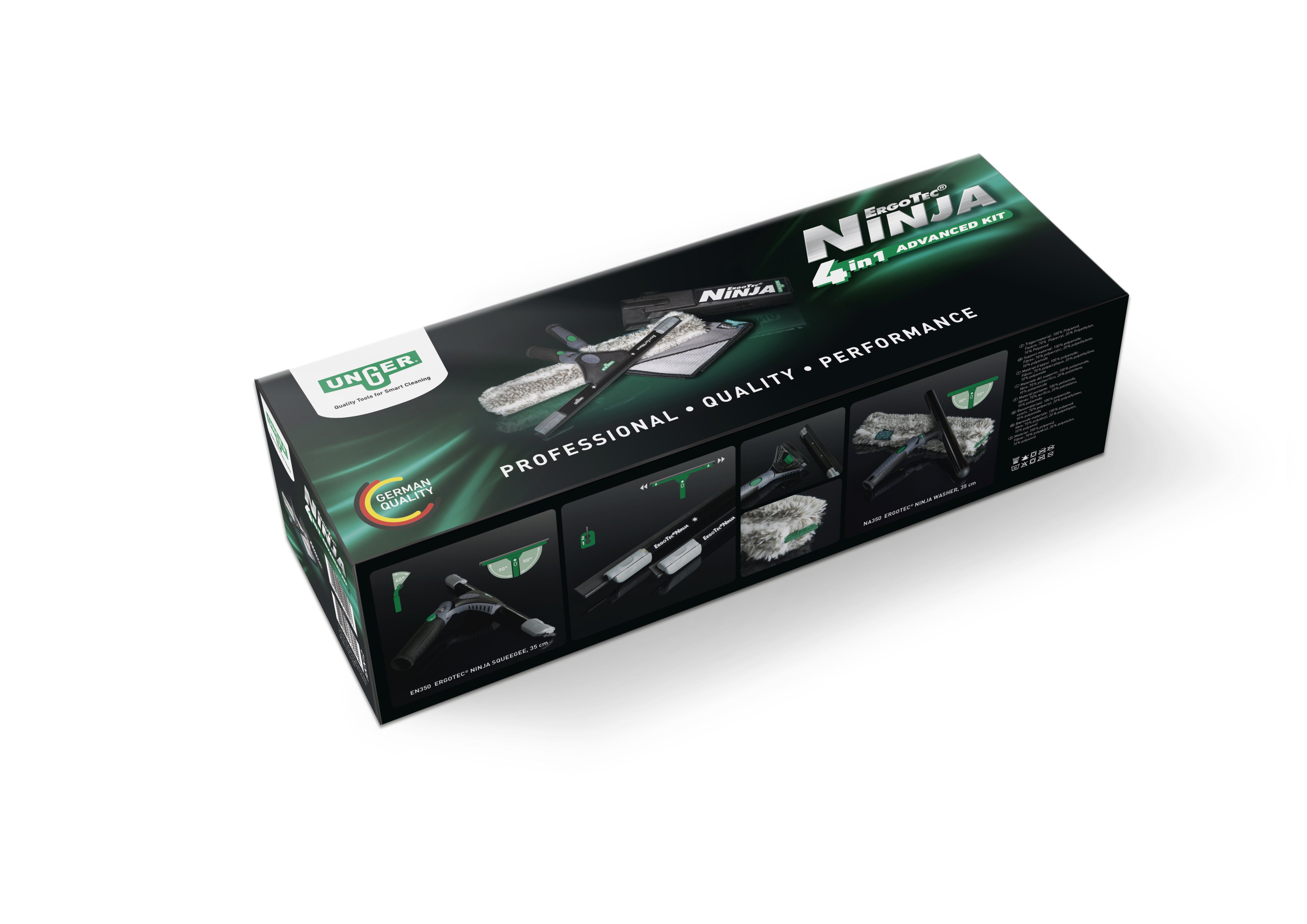 Unger Top Performance 4-Teilig Reinigungsbürsten-Set Premium Glasreiniger-Set Produkte Unger Ninja